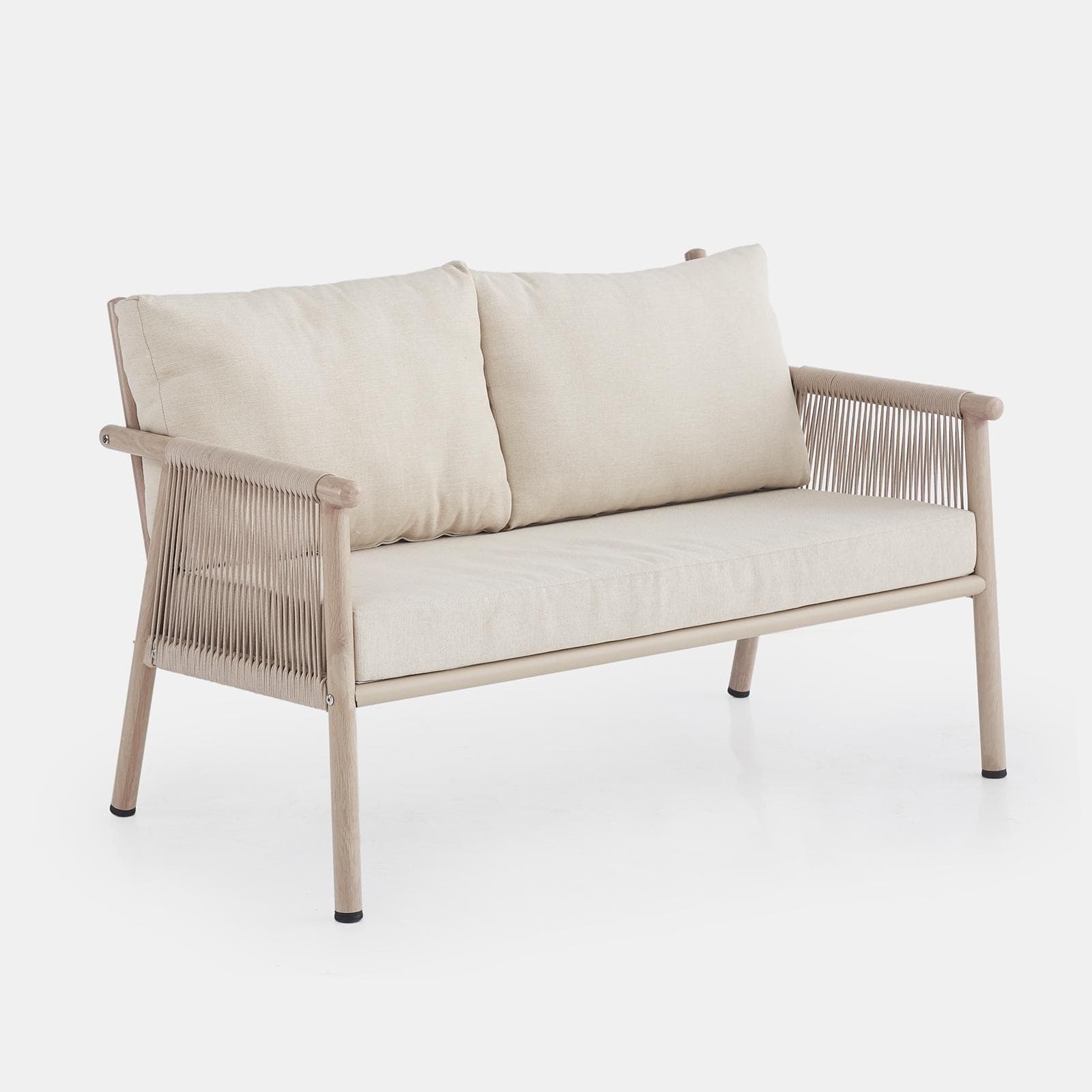 LAWSON SET RELAX ACCIAIO EFFETTO LEGNO C/ CORDA NATURALE E CUSCINO BEIGE