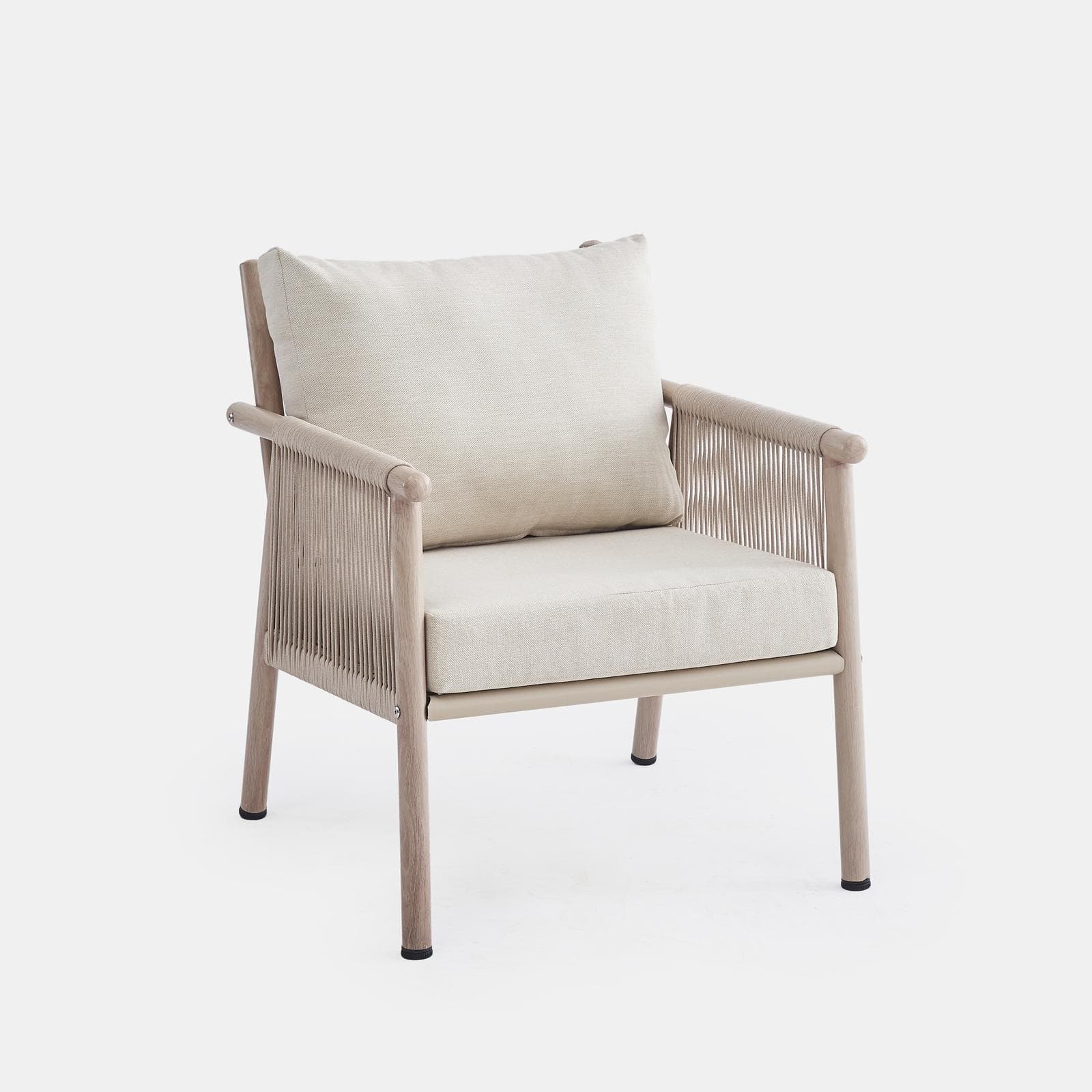 LAWSON SET RELAX ACCIAIO EFFETTO LEGNO C/ CORDA NATURALE E CUSCINO BEIGE