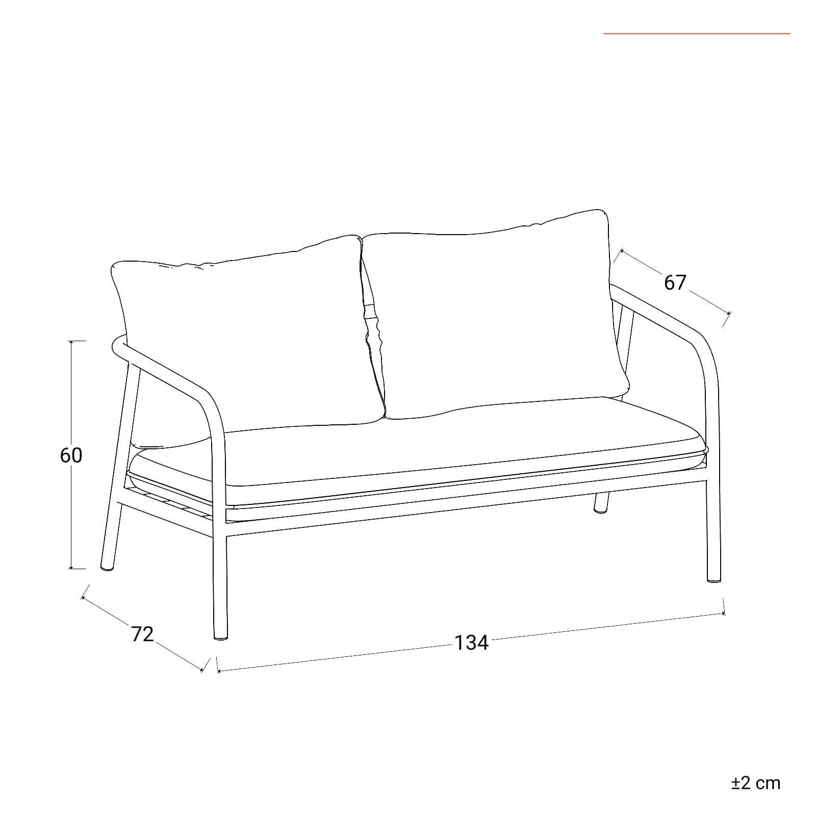 Set relax 4 posti in acciaio verde scuro e cuscini imbottiti beige - Crey
