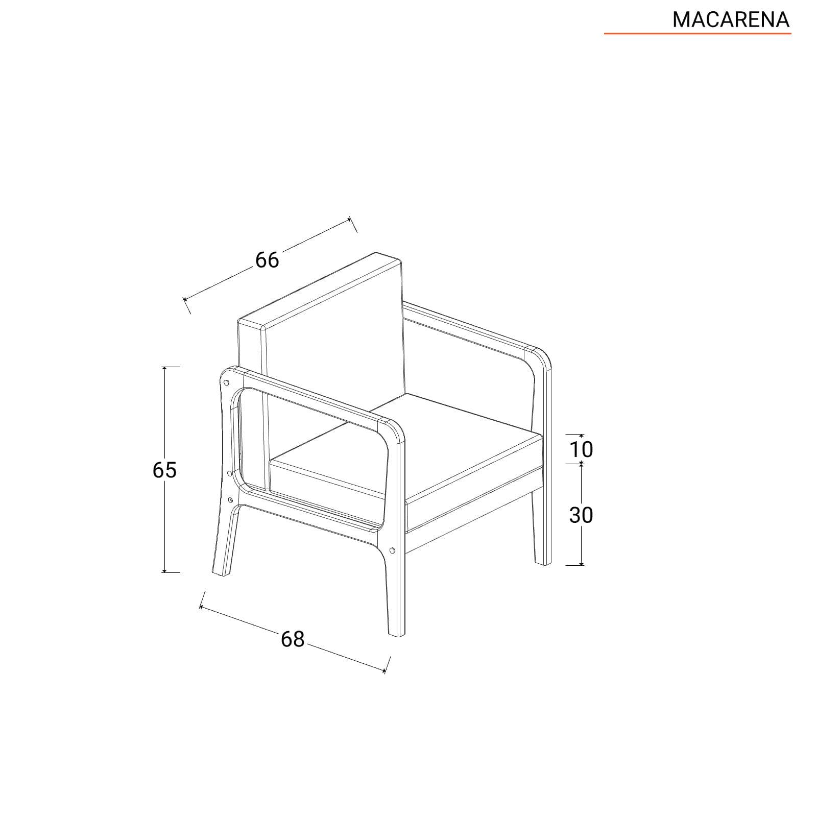 Set relax 4 posti in legno di acacia con cuscini - Macarena