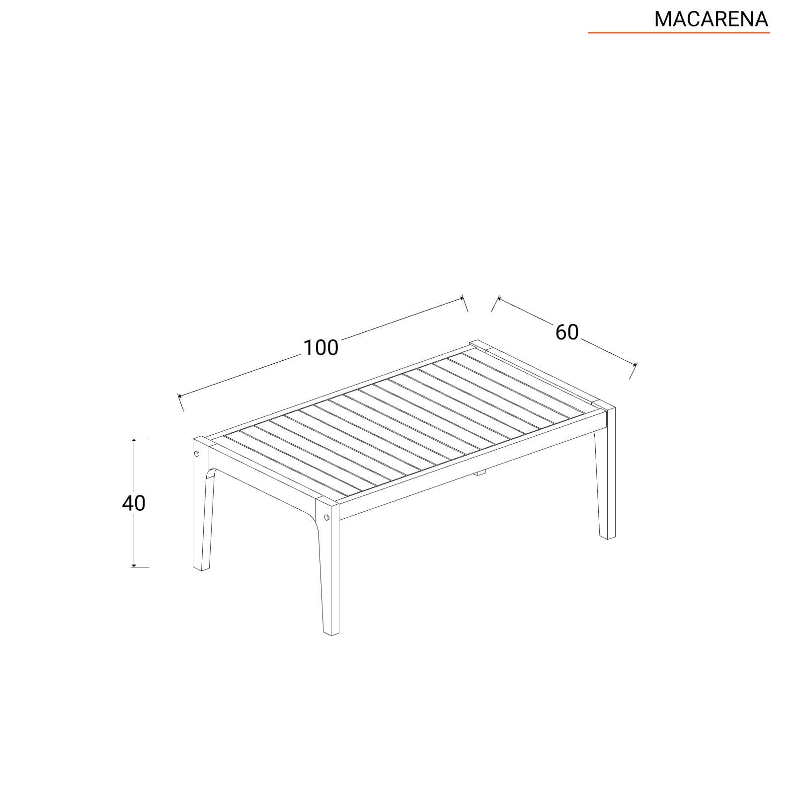 Set relax 4 posti in legno di acacia con cuscini - Macarena