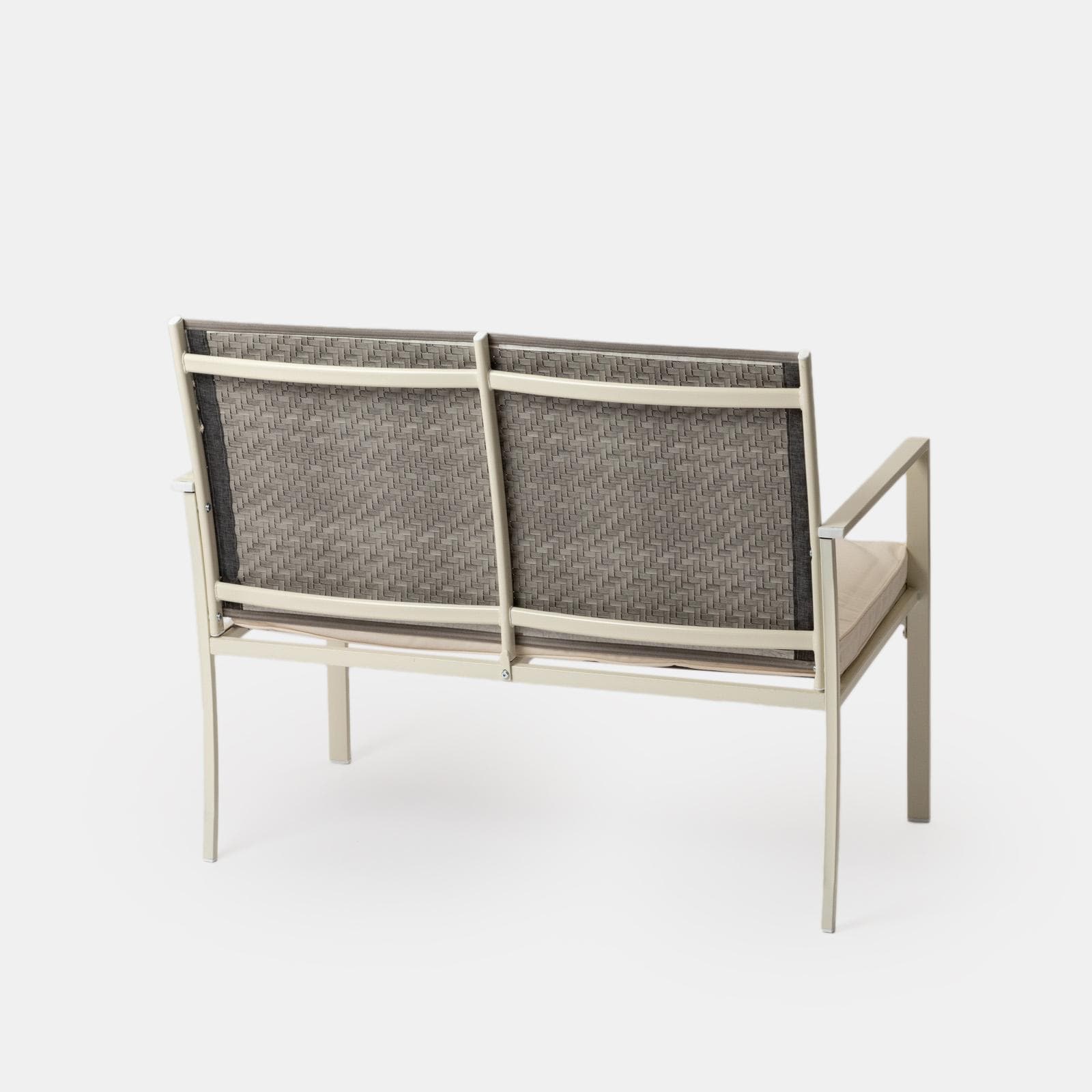 Set relax 4 posti in polyrattan caffè con tavolino e cuscini - Borakay