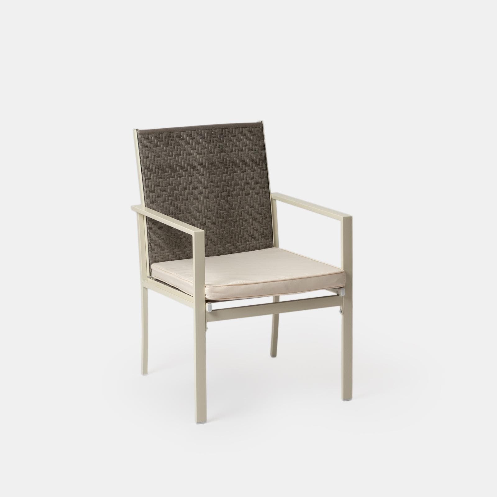 Set relax 4 posti in polyrattan caffè con tavolino e cuscini - Borakay