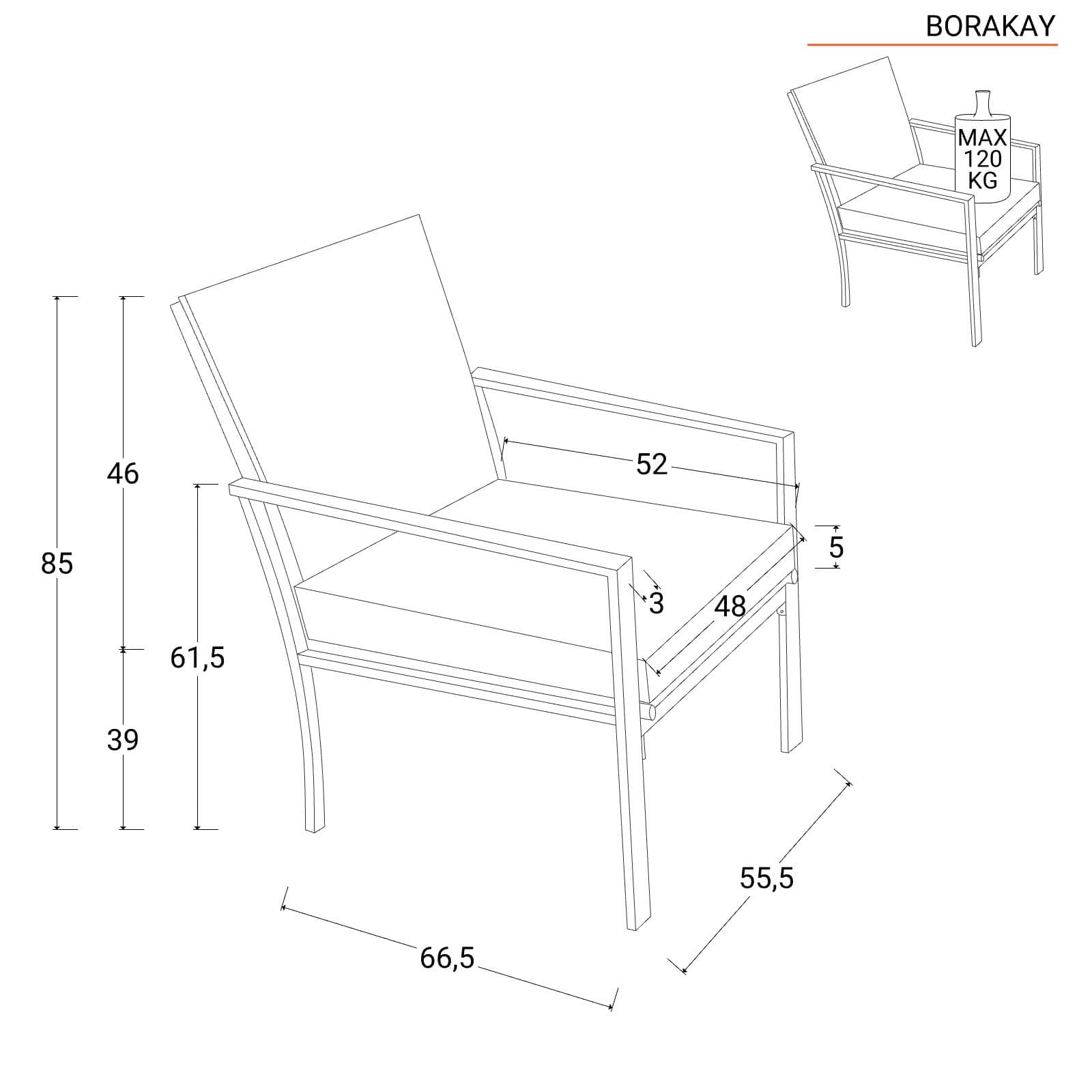 Set relax 4 posti in polyrattan caffè con tavolino e cuscini - Borakay