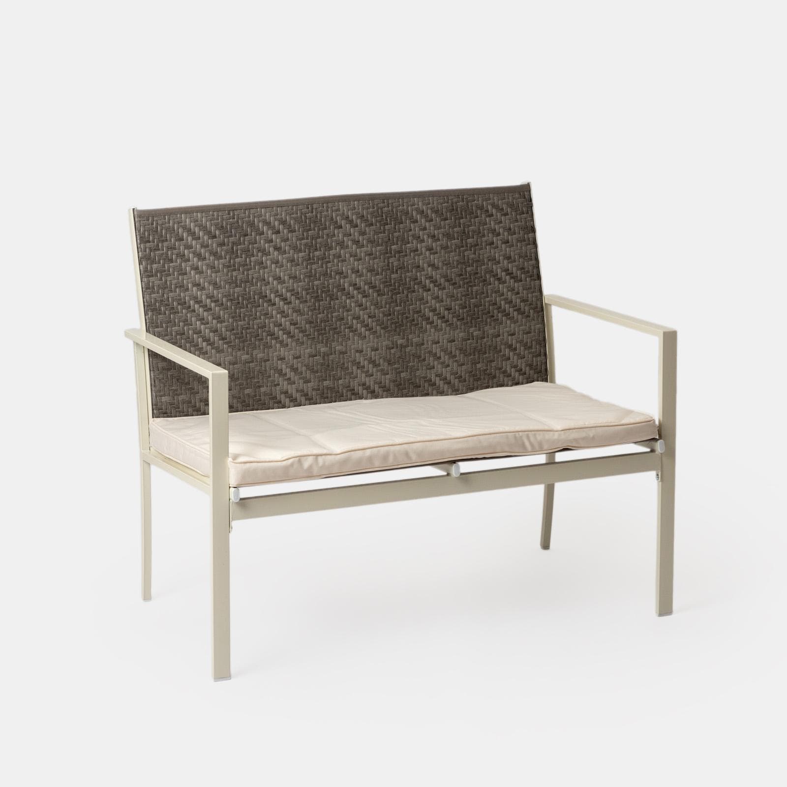 Set relax 4 posti in polyrattan caffè con tavolino e cuscini - Borakay