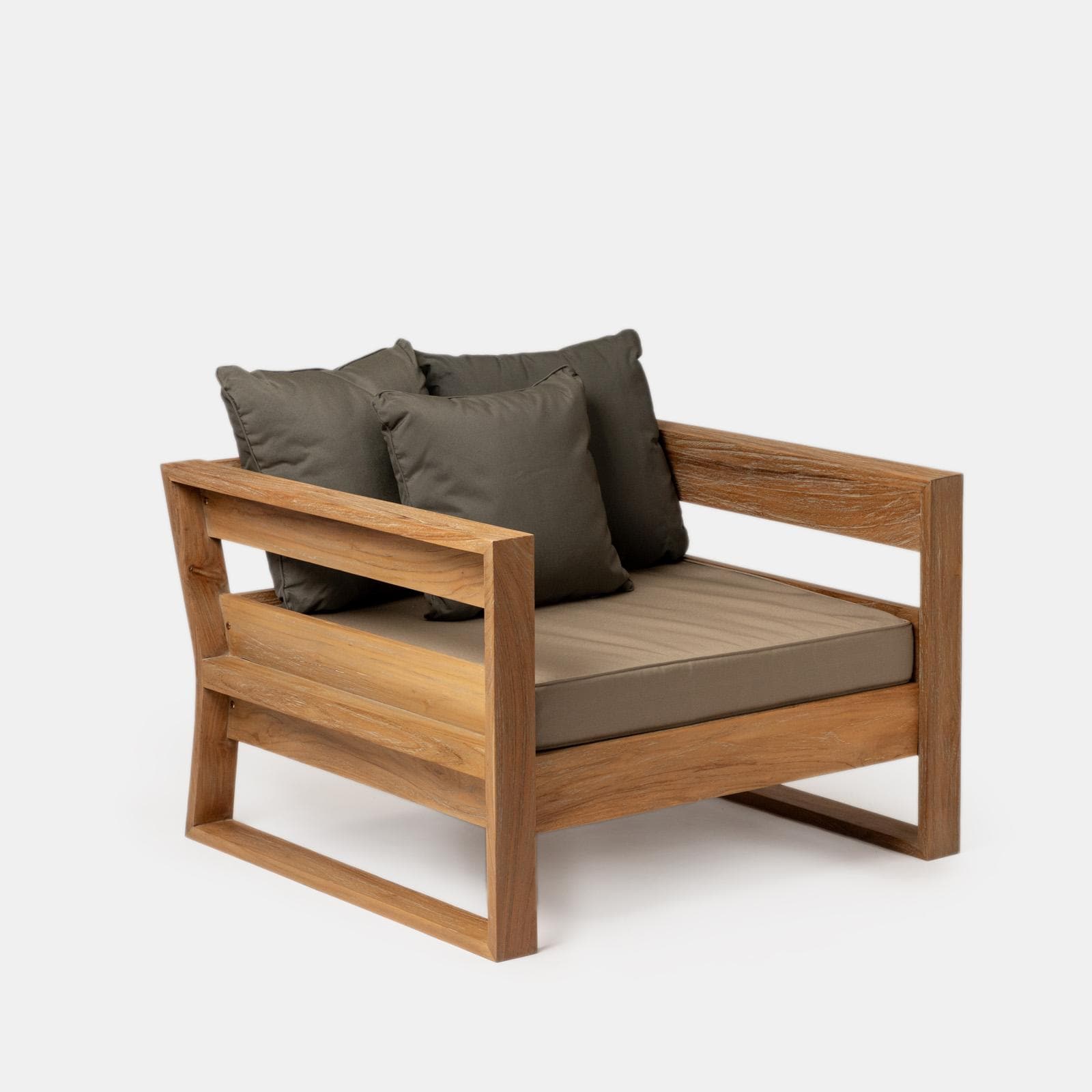Set relax 5 posti in legno teak con cuscini grigio scuro - Cairo