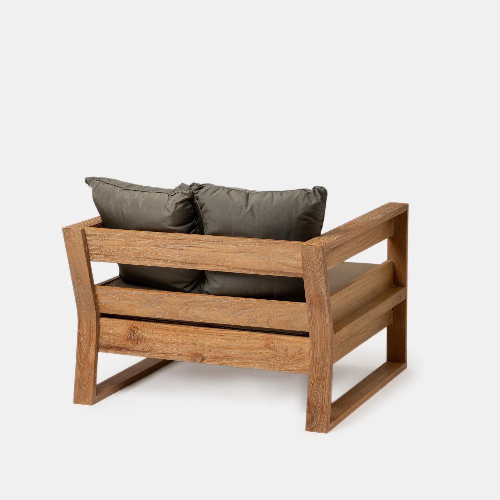 Set relax 5 posti in legno teak con cuscini grigio scuro - Cairo