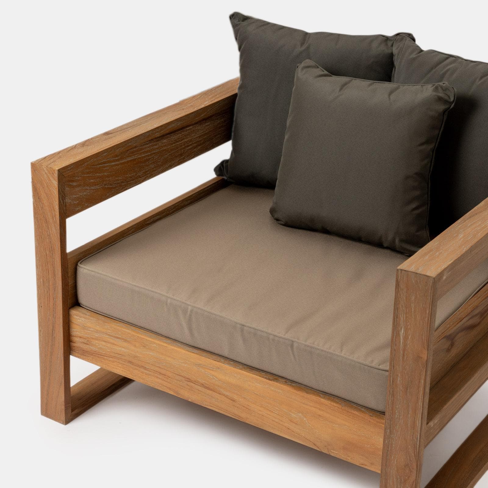 Set relax 5 posti in legno teak con cuscini grigio scuro - Cairo