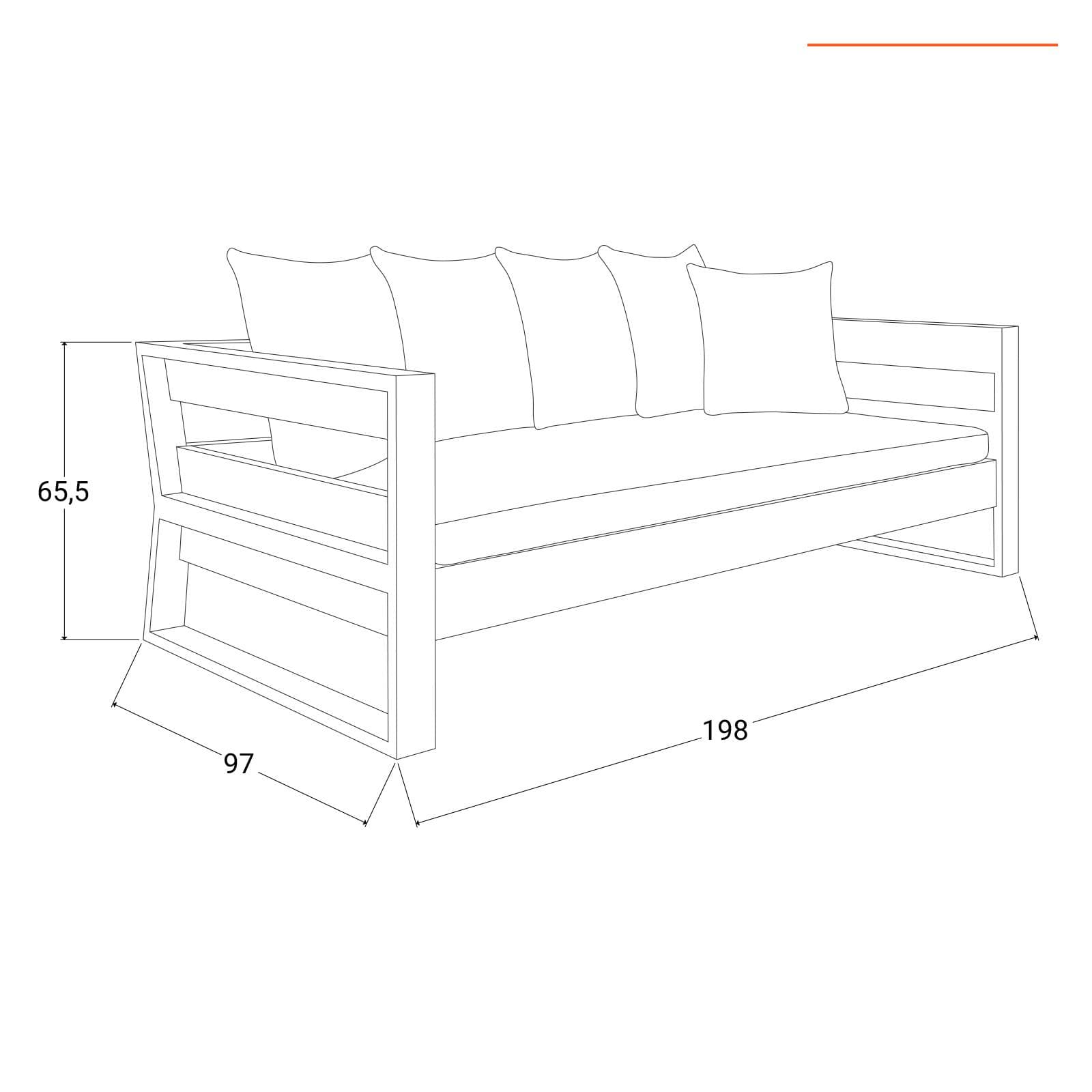 Set relax 5 posti in legno teak con cuscini grigio scuro - Cairo