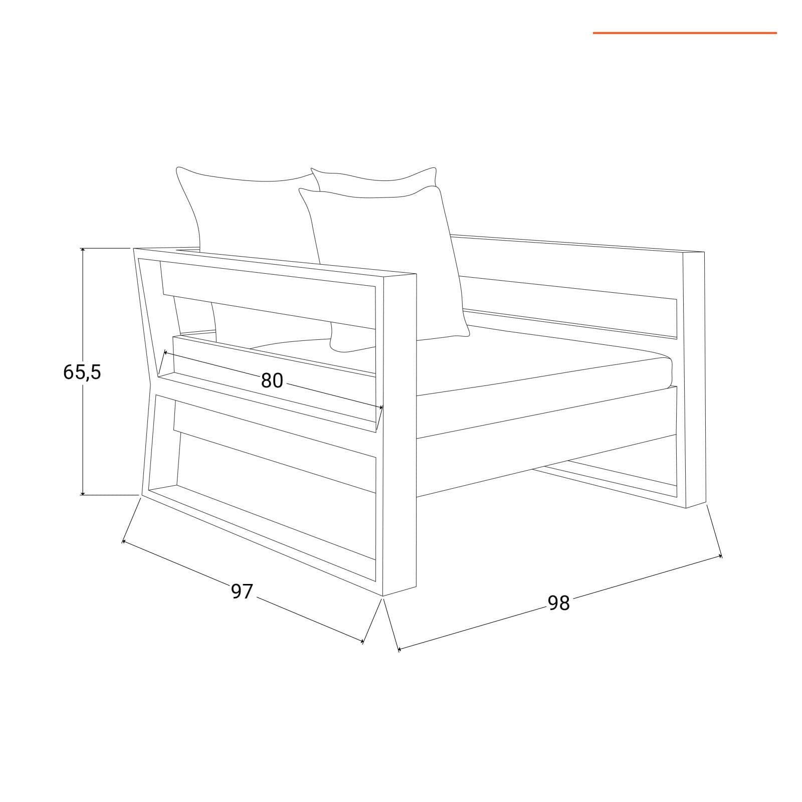 Set relax 5 posti in legno teak con cuscini grigio scuro - Cairo