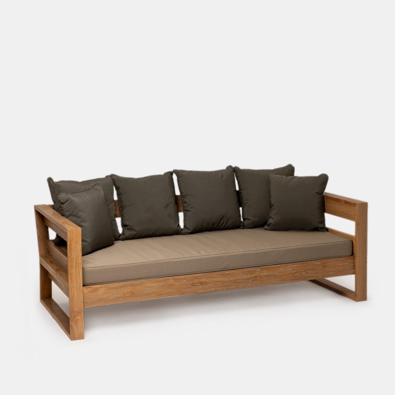 Set relax 5 posti in legno teak con cuscini grigio scuro - Cairo