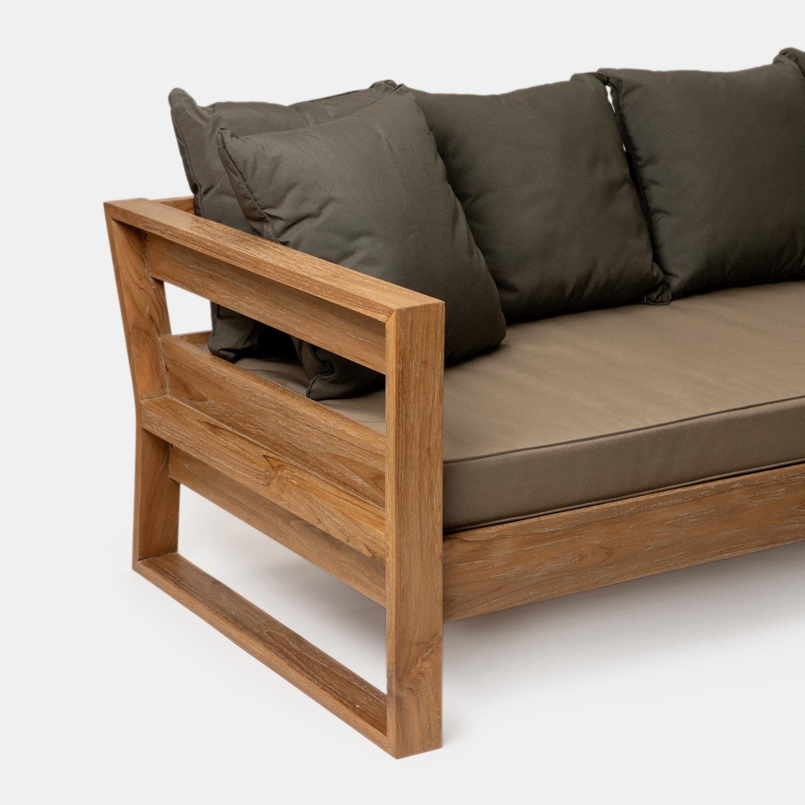 Set relax 5 posti in legno teak con cuscini grigio scuro - Cairo