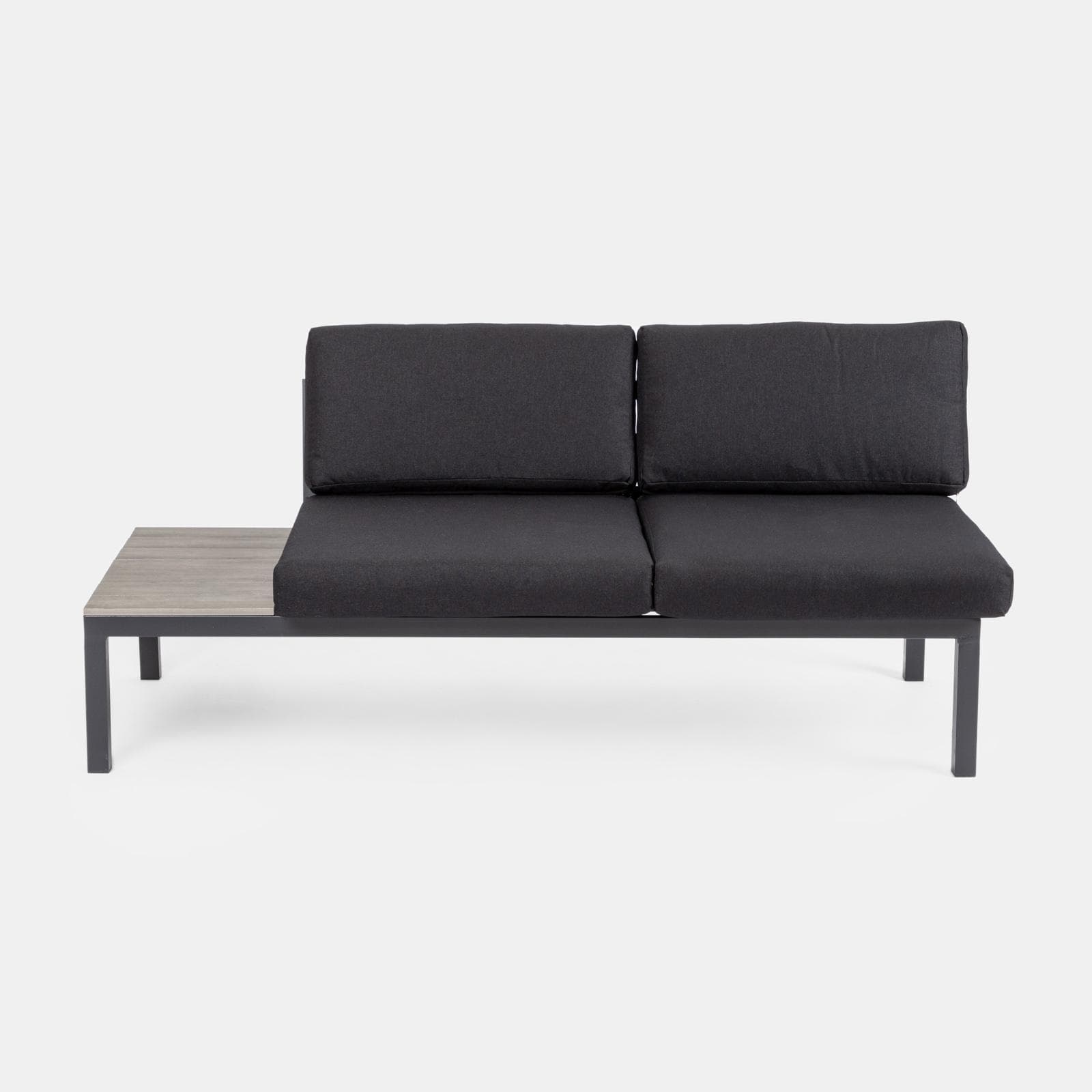 Set relax angolare antracite con tavolino in alluminio e polywood - Stephane