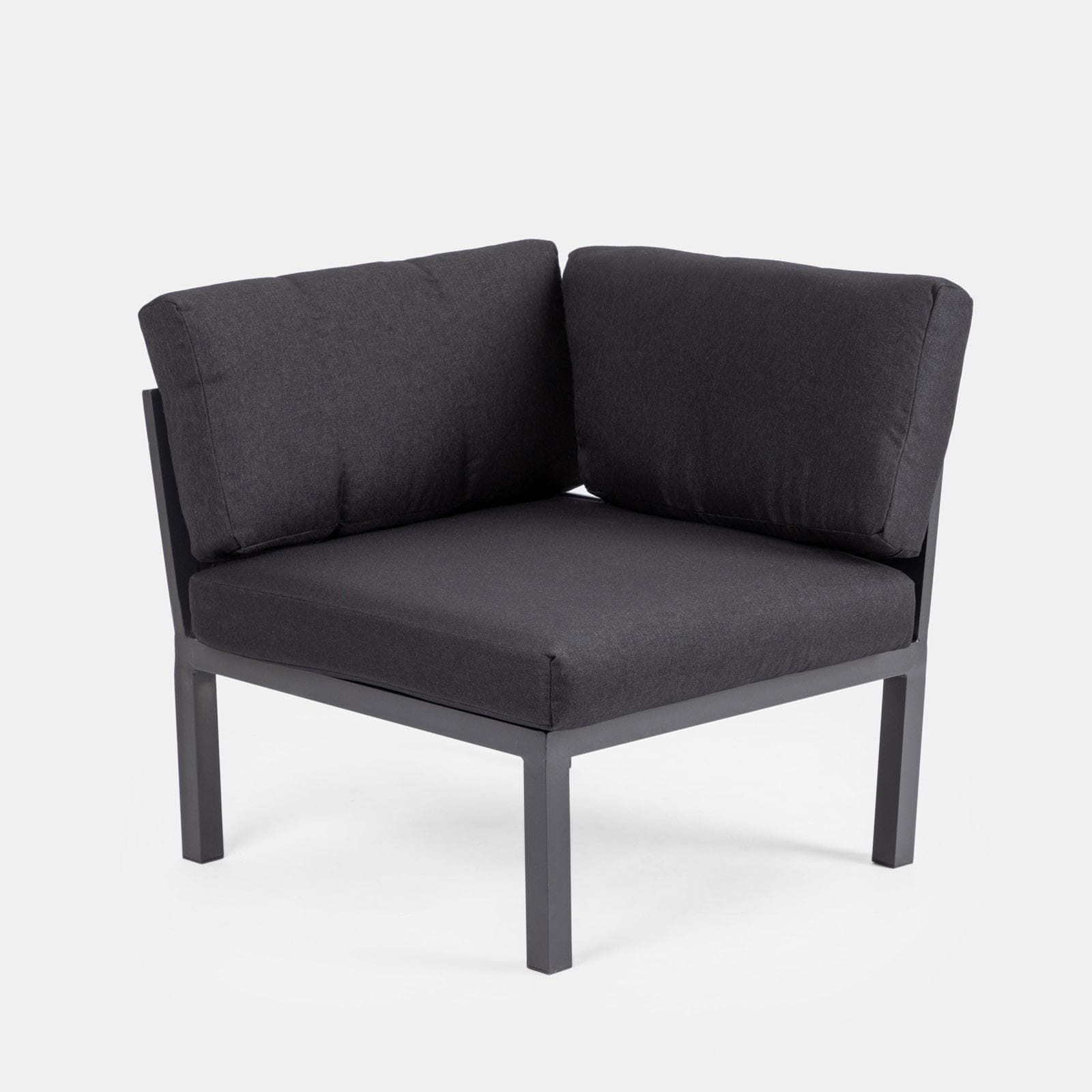 Set relax angolare antracite con tavolino in alluminio e polywood - Stephane