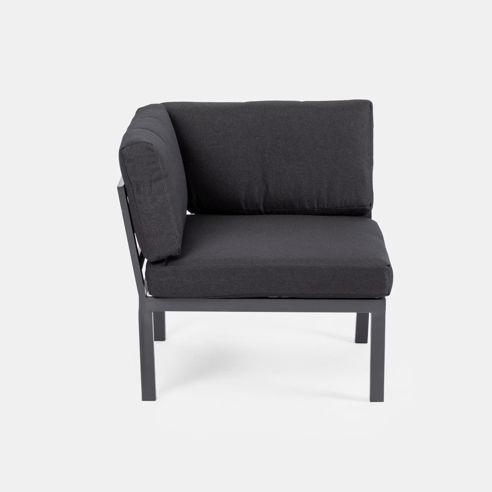 Set relax angolare antracite con tavolino in alluminio e polywood - Stephane