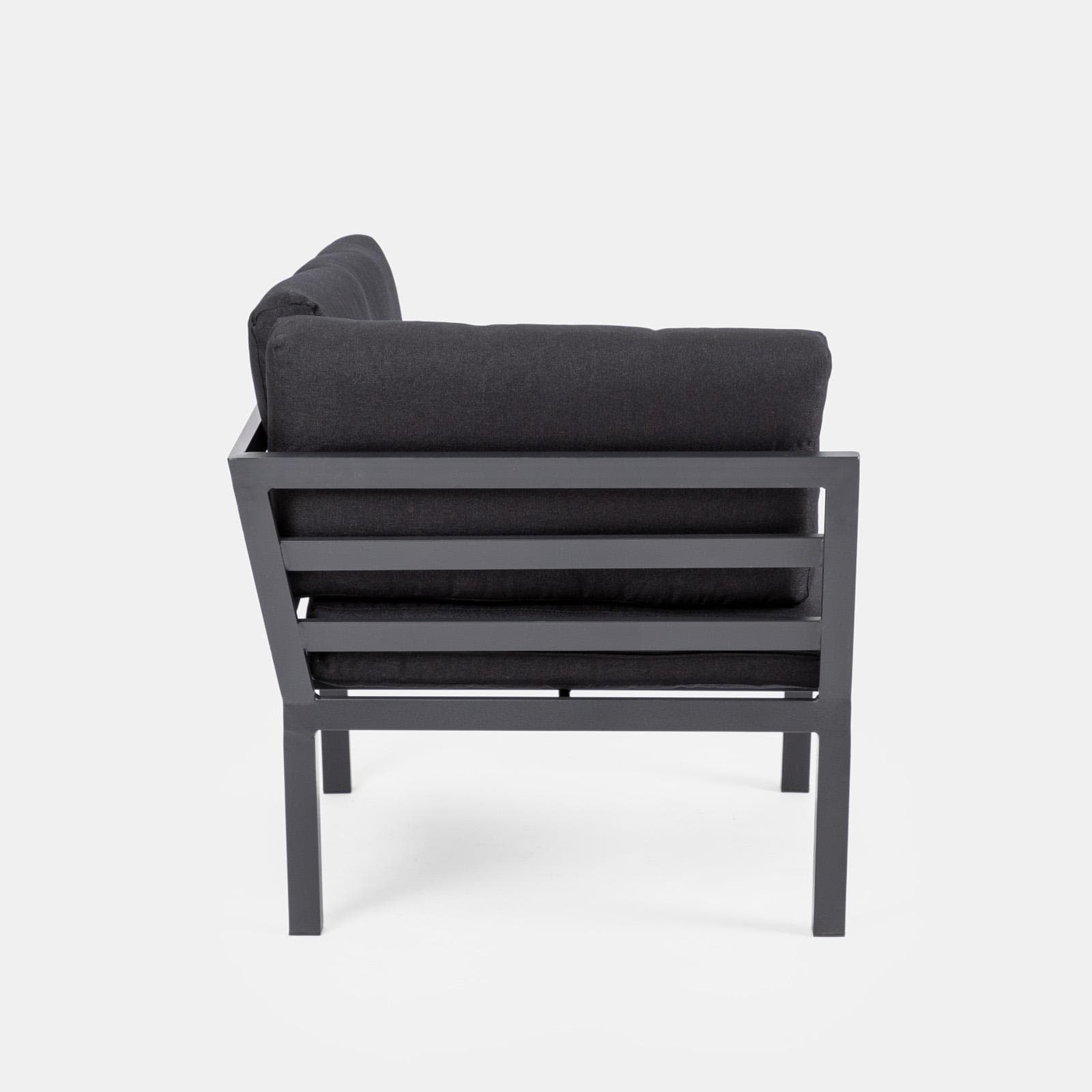 Set relax angolare antracite con tavolino in alluminio e polywood - Stephane