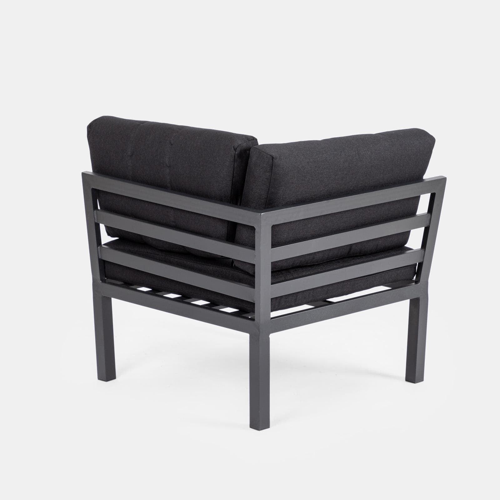 Set relax angolare antracite con tavolino in alluminio e polywood - Stephane