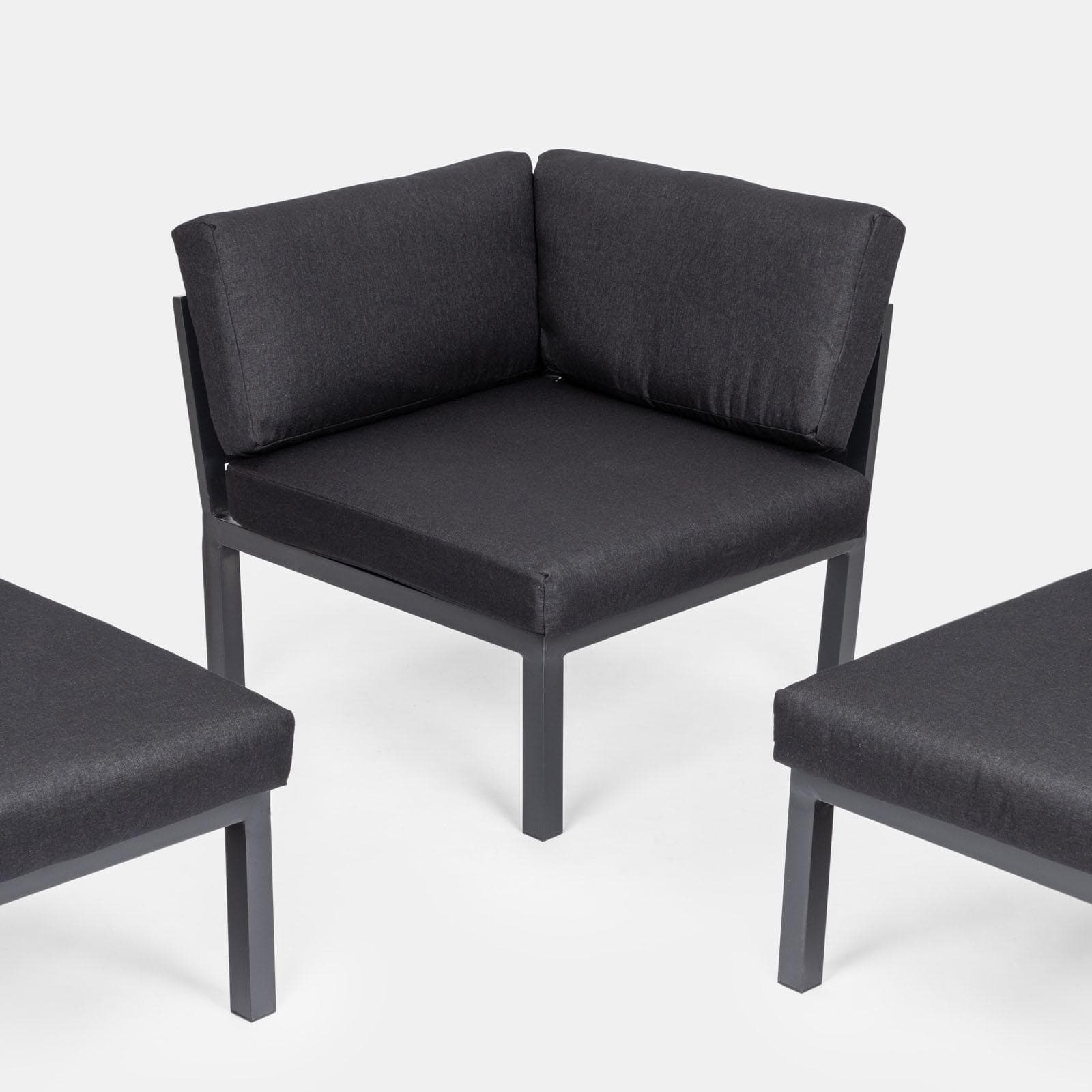 Set relax angolare antracite con tavolino in alluminio e polywood - Stephane