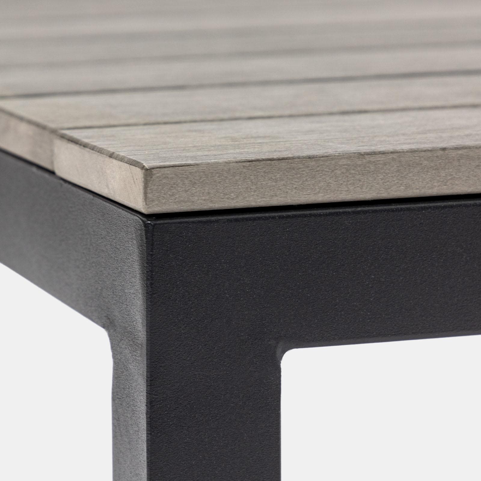 Set relax angolare antracite con tavolino in alluminio e polywood - Stephane
