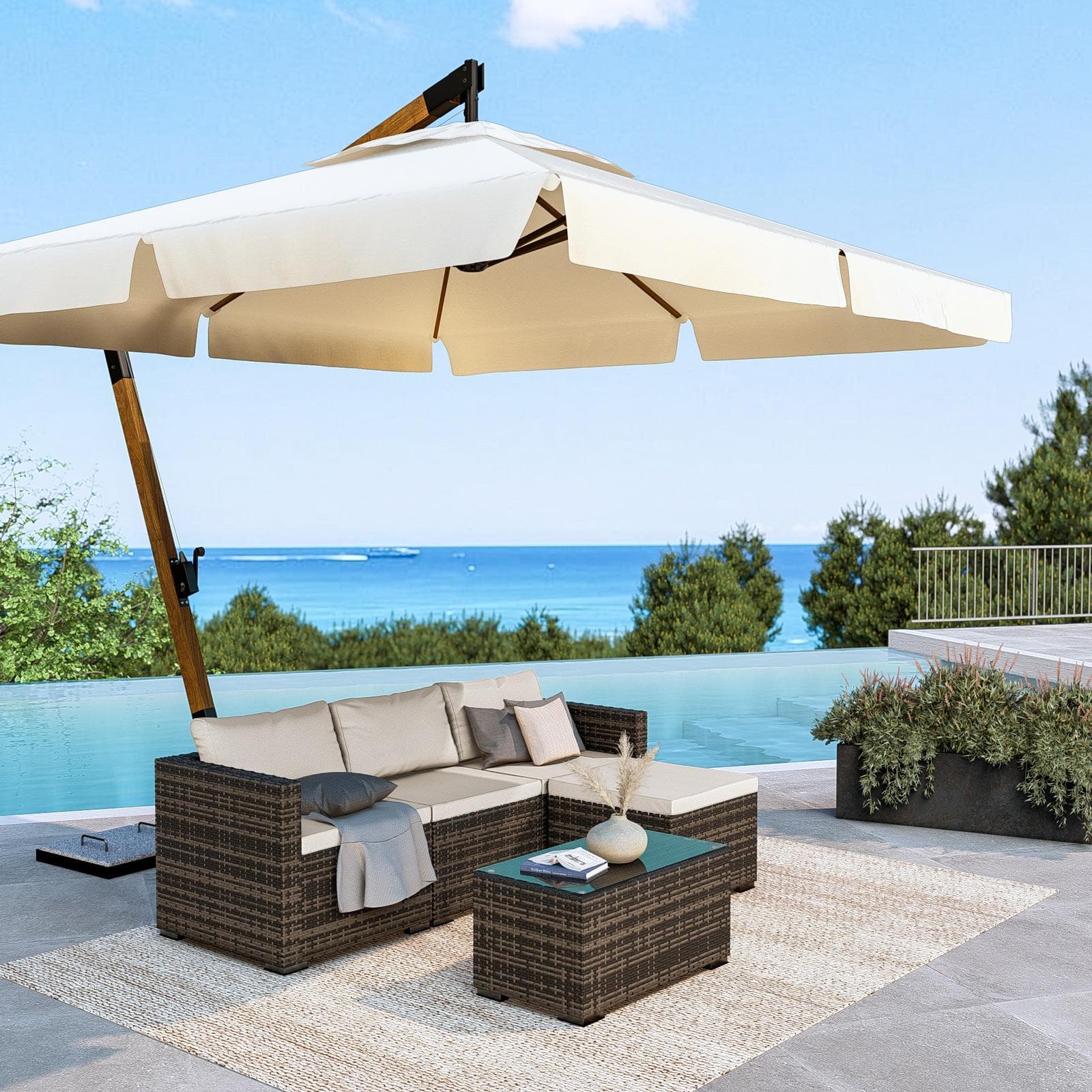 REQUEL SET RELAX POLYRATTAN TORTORA C/ CUSCINO BEIGE