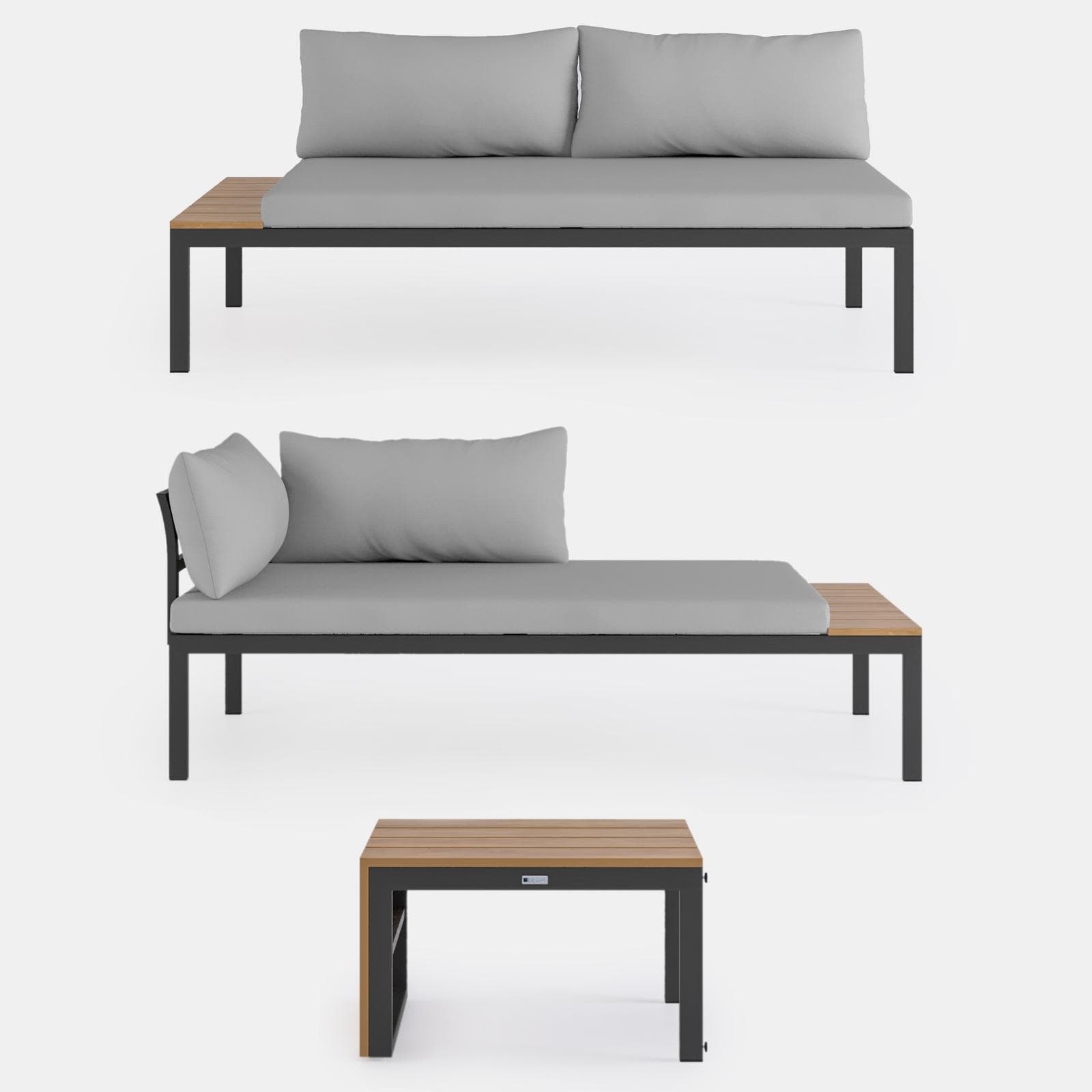 DARIUS SET RELAX DIVANO ANGOLARE STRUTTURA ANTRACITE CUSCINO GRIGIO