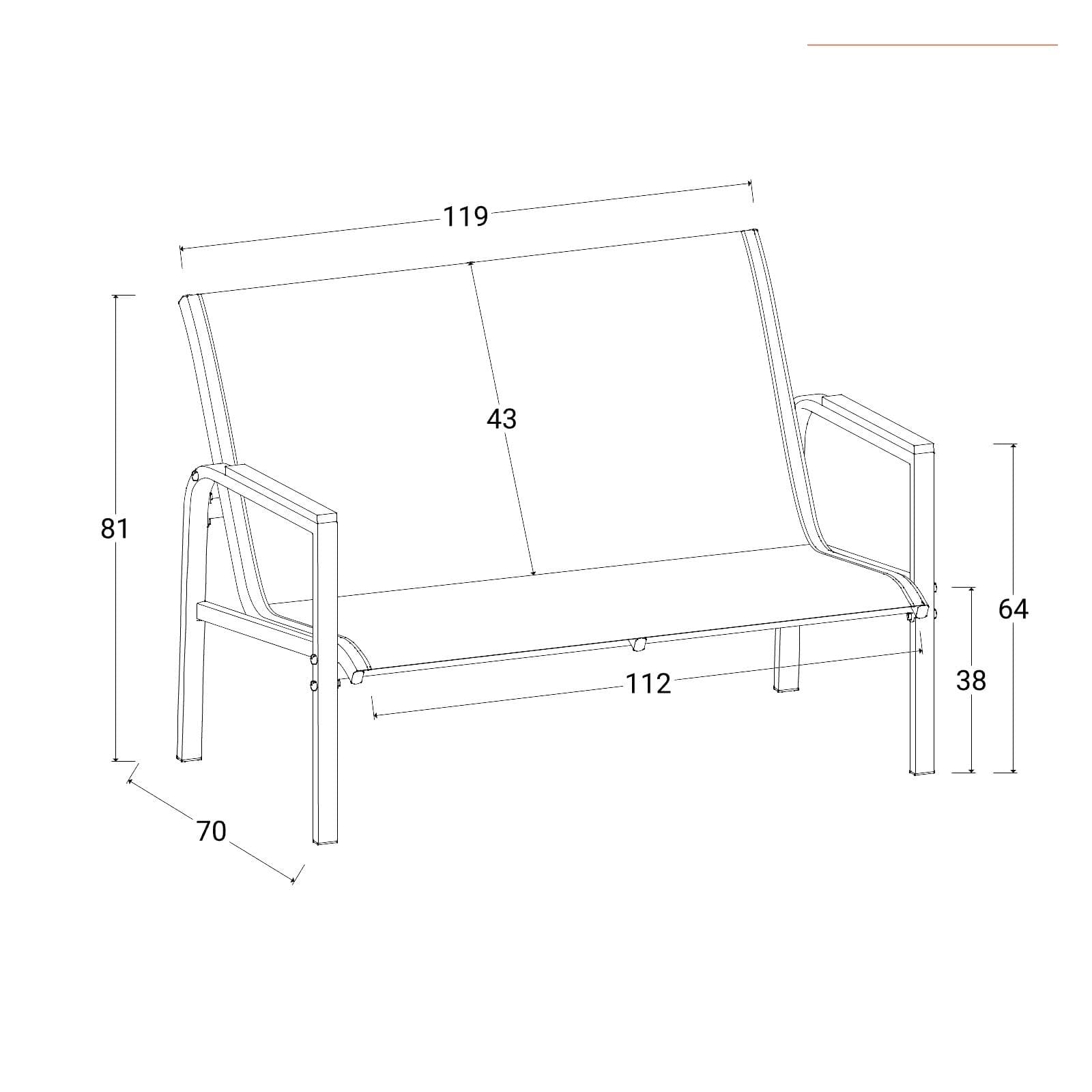 Set relax 4 posti con tavolino in acciaio e textilene antracite e dettagli in polywood - Veski