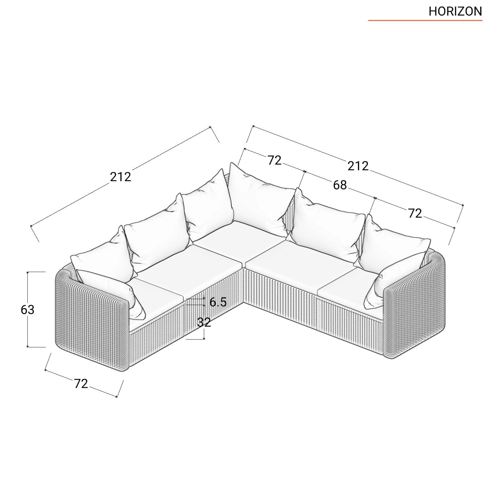 Set relax con divano angolare poltrona e tavolino da caffè in polyrattan tortora - Horizon