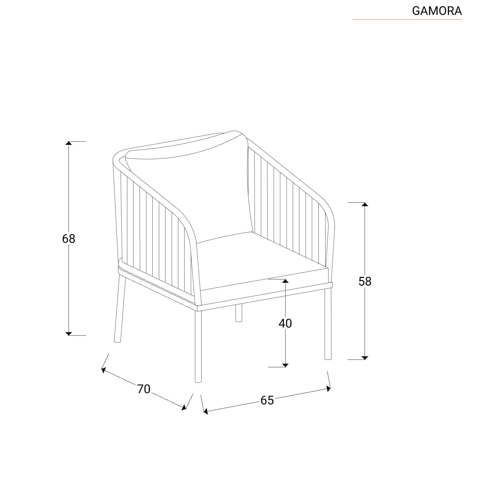 Set relax da giardino 4 posti in corda beige con cuscini grigi - Gamora
