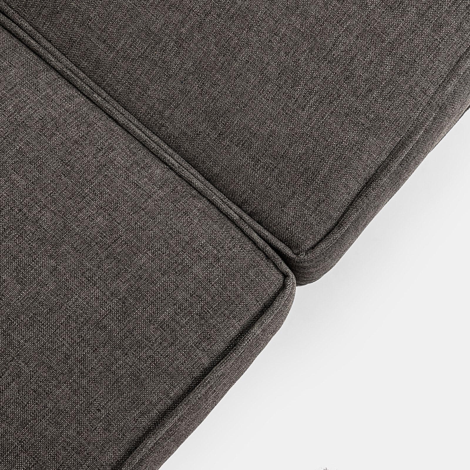 Set relax con divano due poltrone e tavolino in acciaio nero con cuscini grigi - Evelyn
