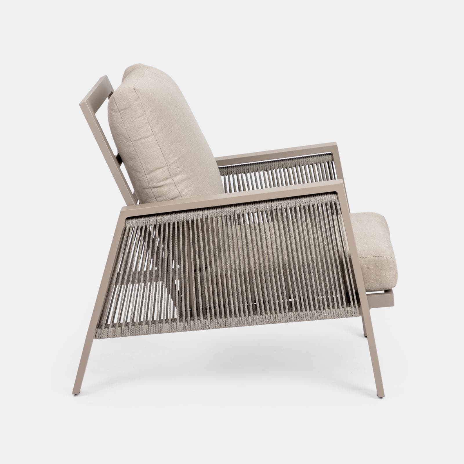 Set relax da esterni 5 posti tortora con cuscini tortora - Calliope