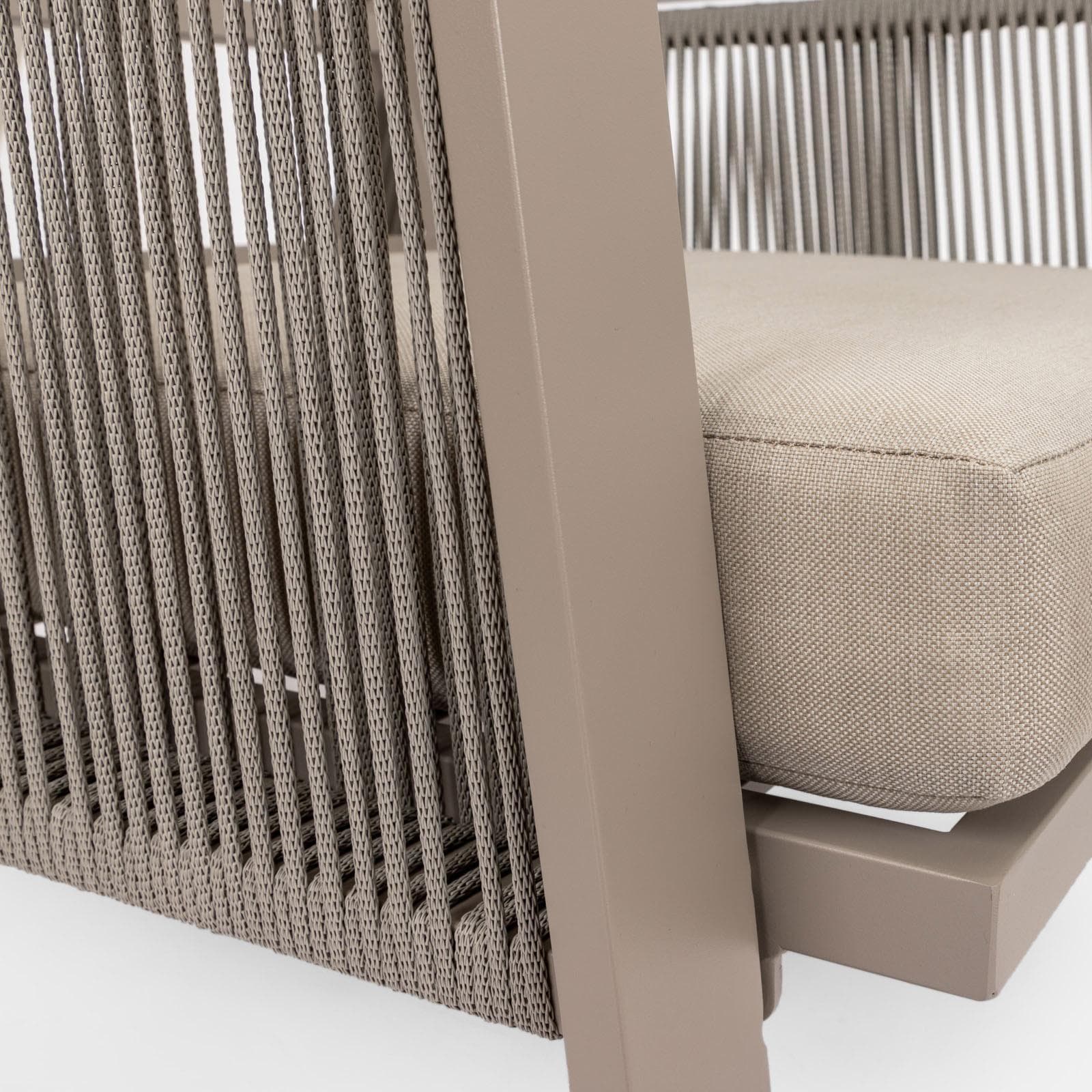 Set relax da esterni 5 posti tortora con cuscini tortora - Calliope