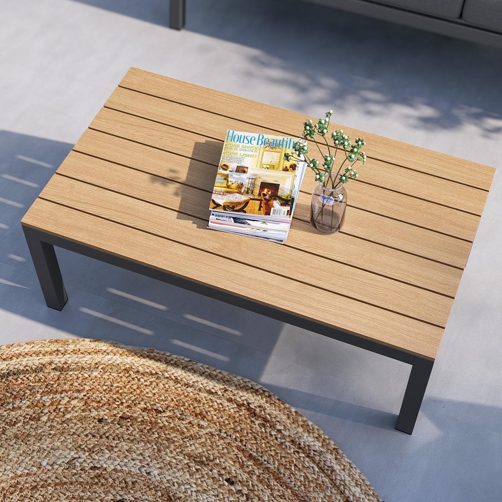 Set relax divano 2 poltrone e tavolino da caffè antracite con cuscini - Aurity
