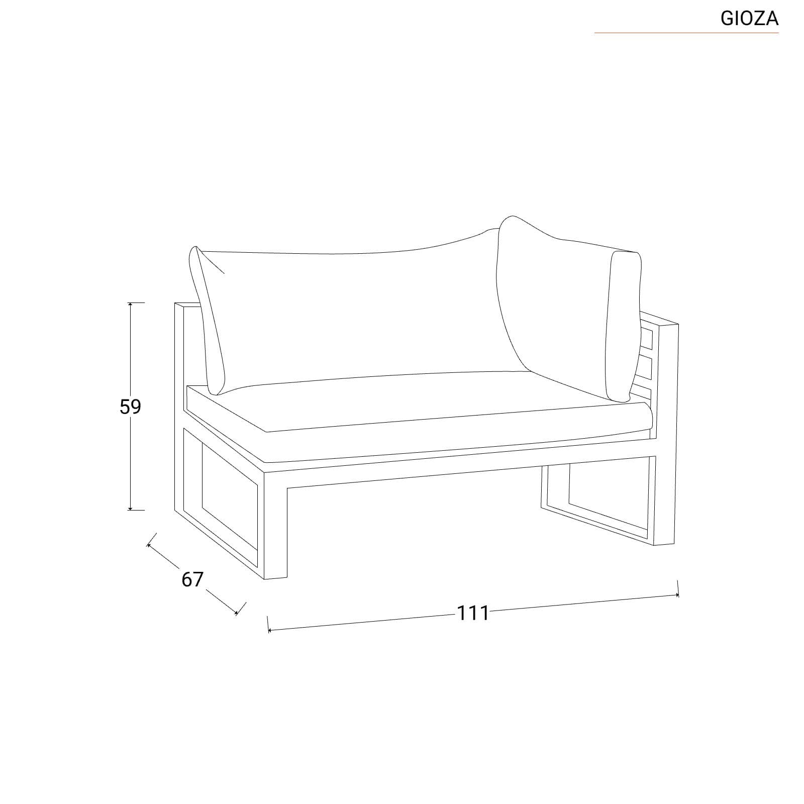 Set relax da giardino modulare in alluminio bianco con cuscini grigi - Gioza