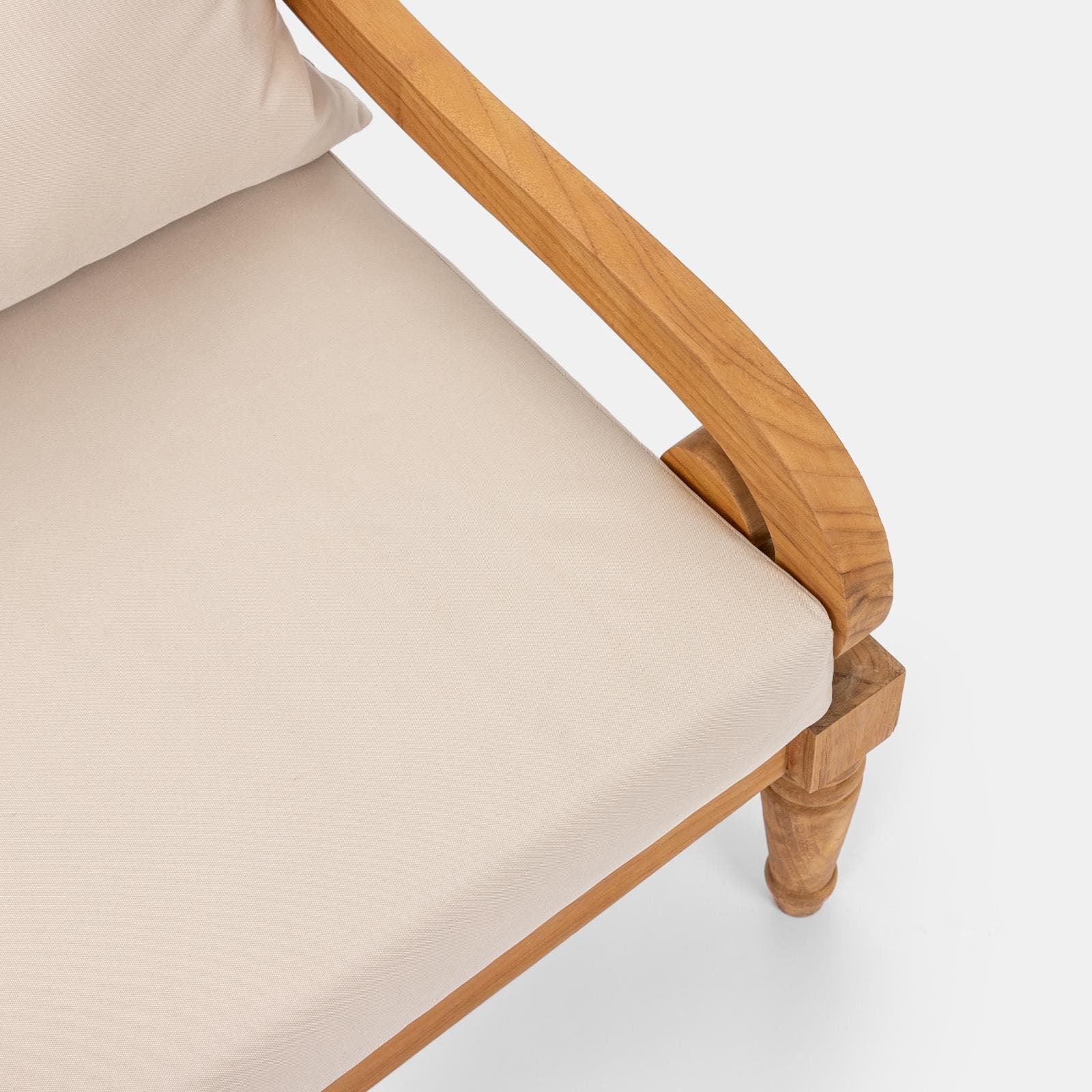 Set relax da giardino in teak con cuscini ecrù e tavolino - Belem