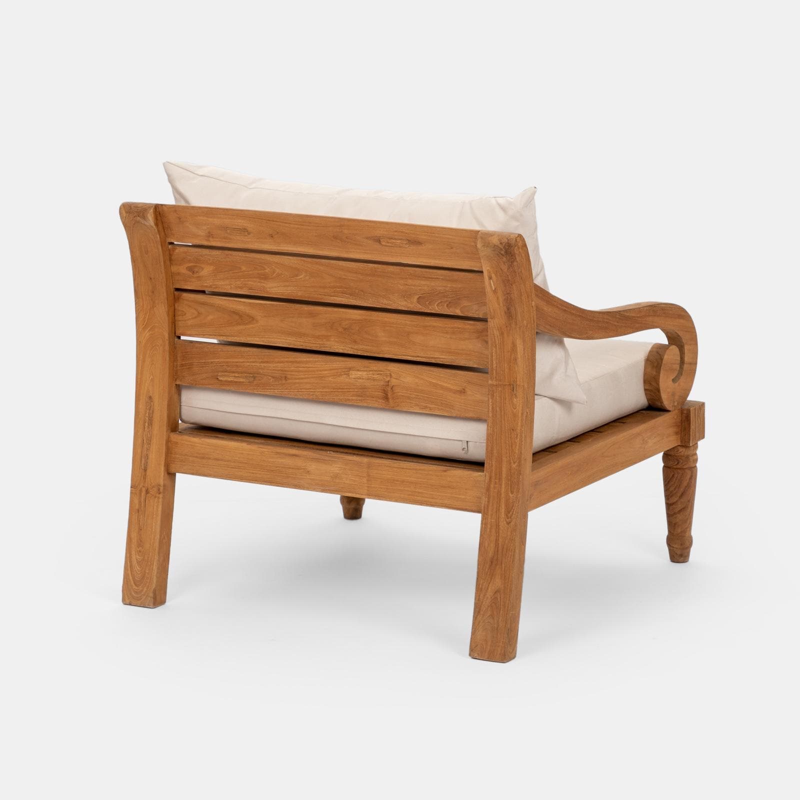 Set relax da giardino in teak con cuscini ecrù e tavolino - Belem