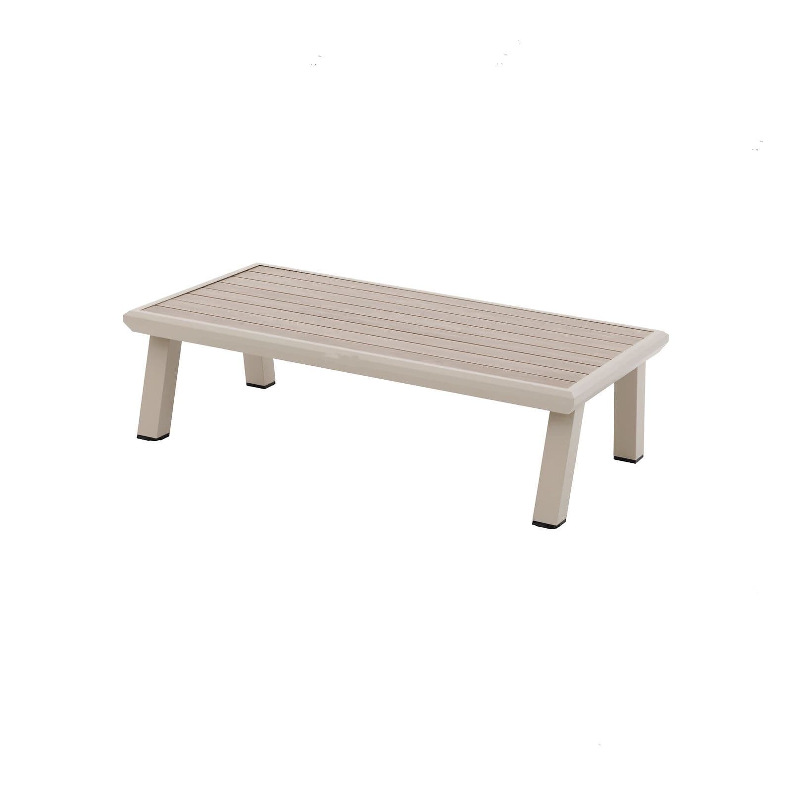Set relax divano 2 poltrona e tavolino in alluminio crema con cuscini tortora - Jalime