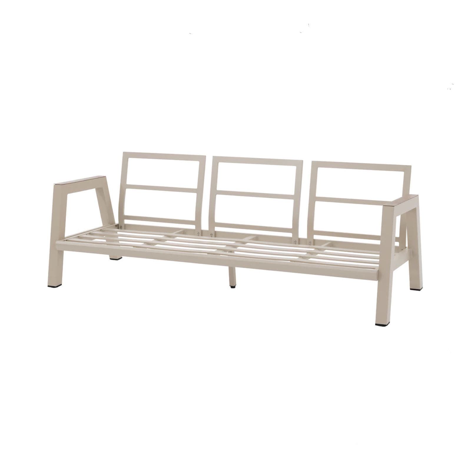 Set relax divano 2 poltrona e tavolino in alluminio crema con cuscini tortora - Jalime
