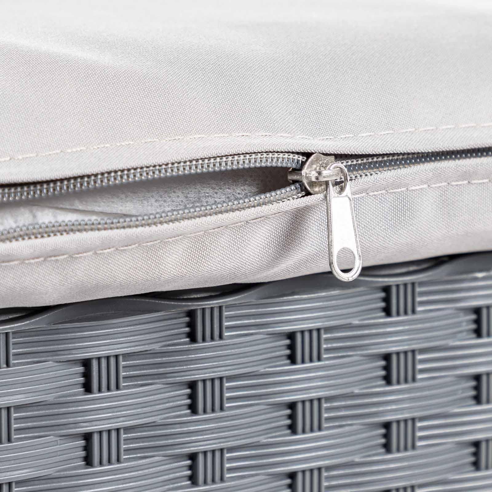 Set relax divano 2 poltrone e tavolino in polyrattan grigio e acciaio bianco – Jerez