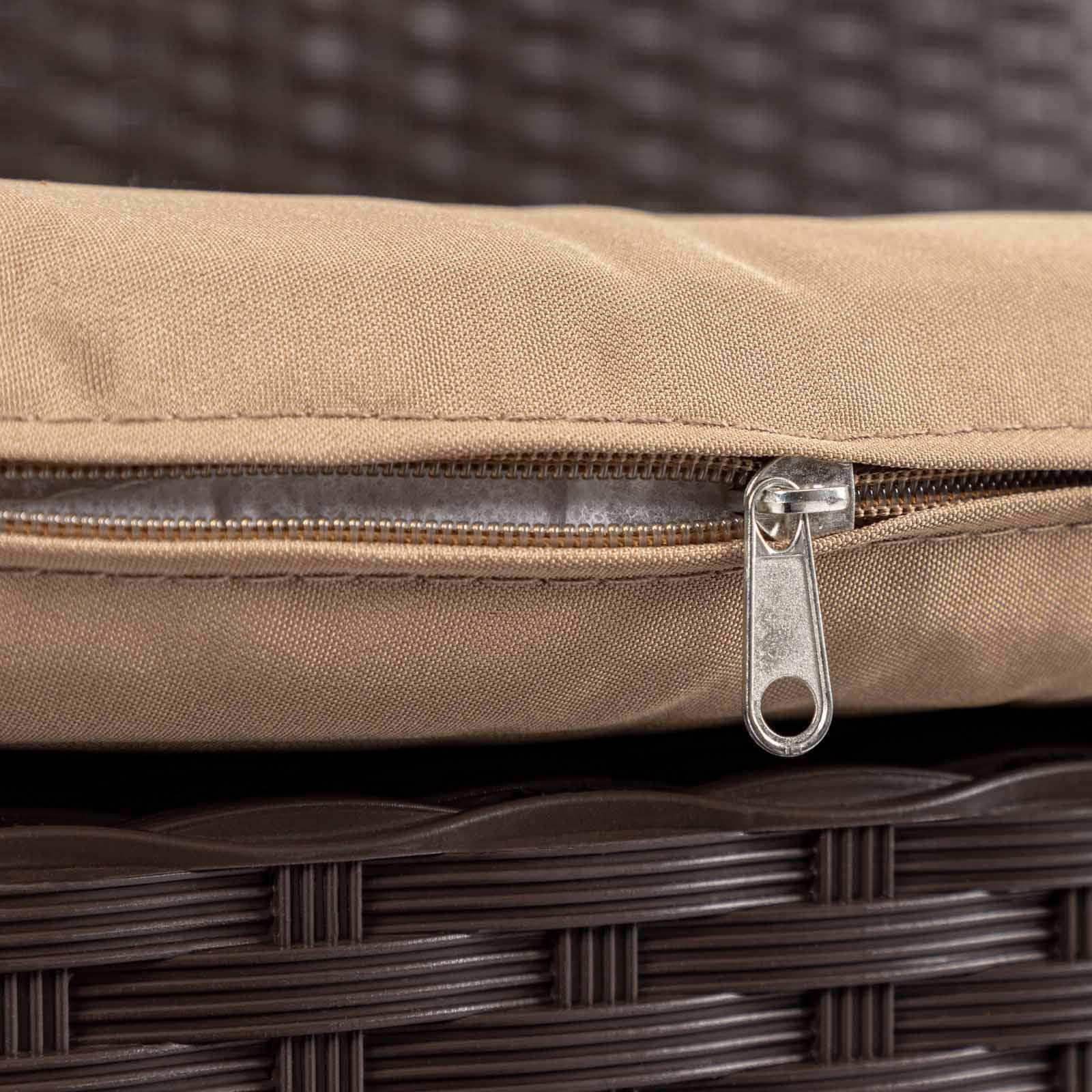 Set relax divano 2 poltrone e tavolino in polyrattan e acciaio marrone – Jerez