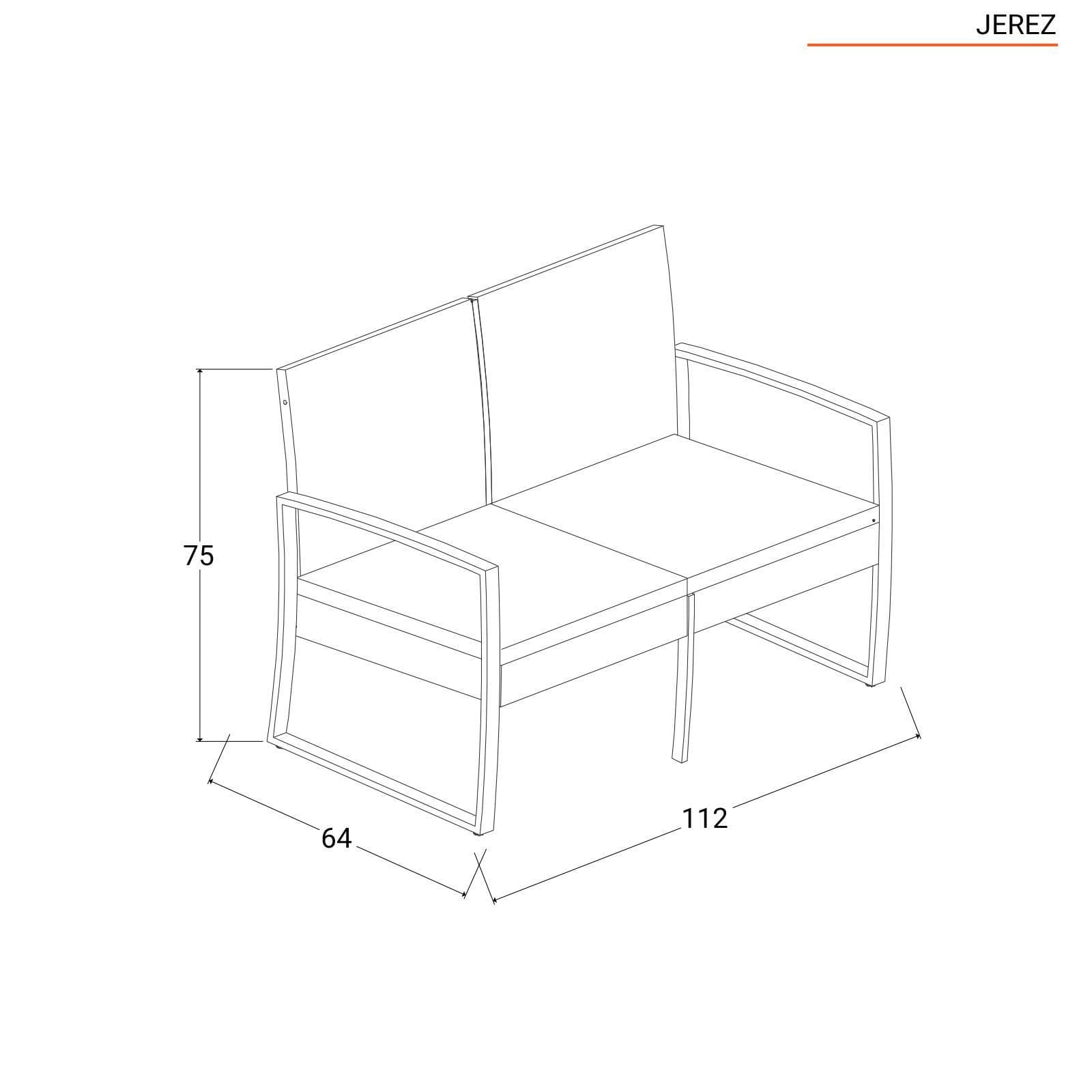 Set relax divano 2 poltrone e tavolino in polyrattan e acciaio marrone – Jerez
