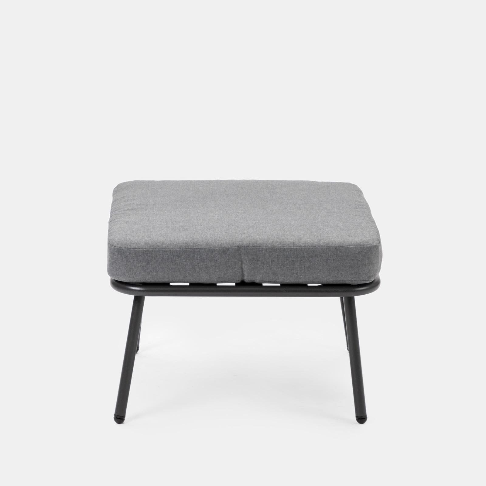 Set relax divano pouf e 2 tavolini in acciaio e polyrattan grigio - Klaus
