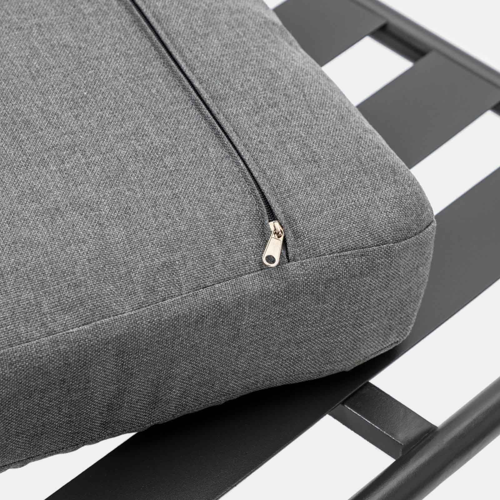 Set relax divano pouf e 2 tavolini in acciaio e polyrattan grigio - Klaus