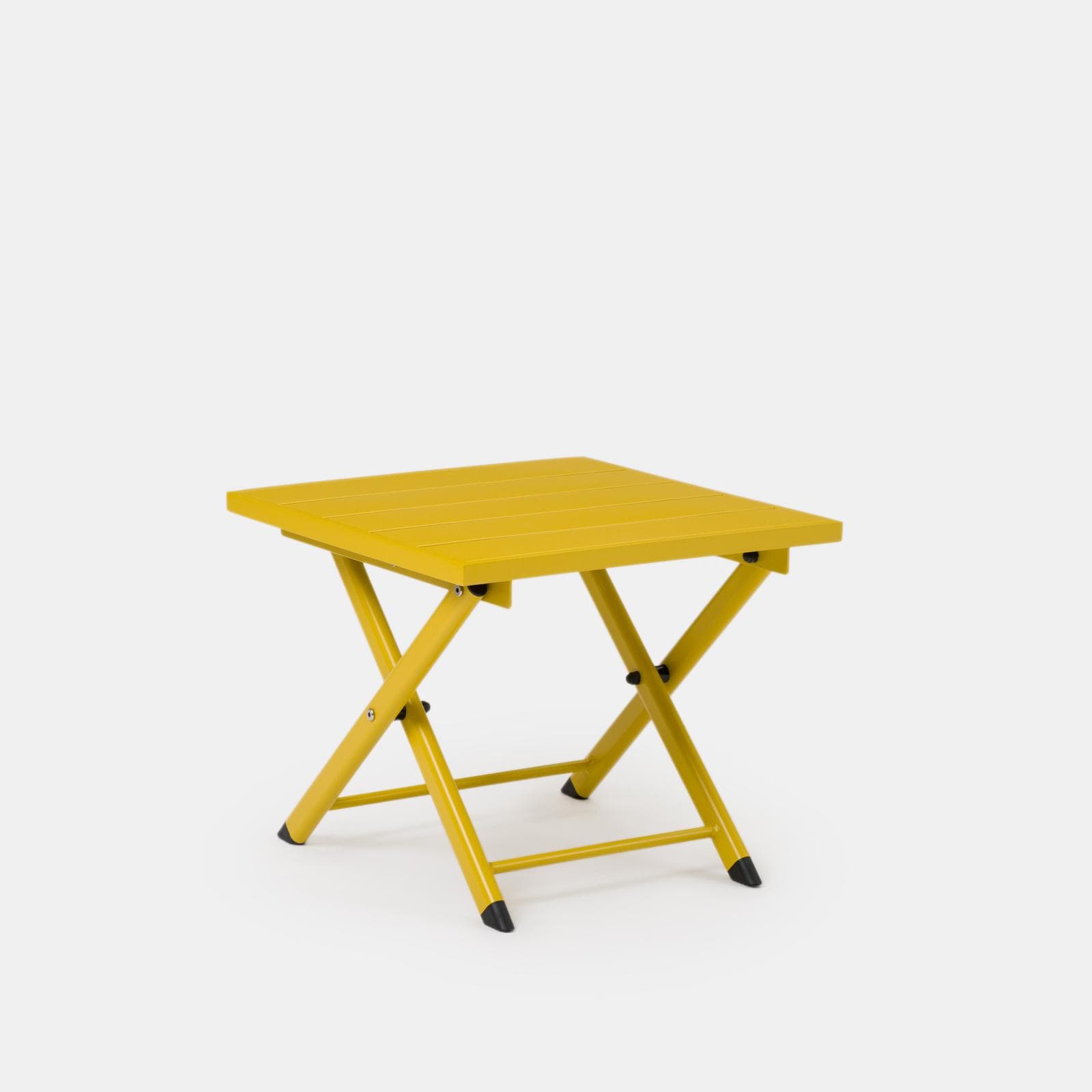 Set relax due poltrone in textilene e tavolino da caffè 44x43 cm in alluminio senape - Jonit