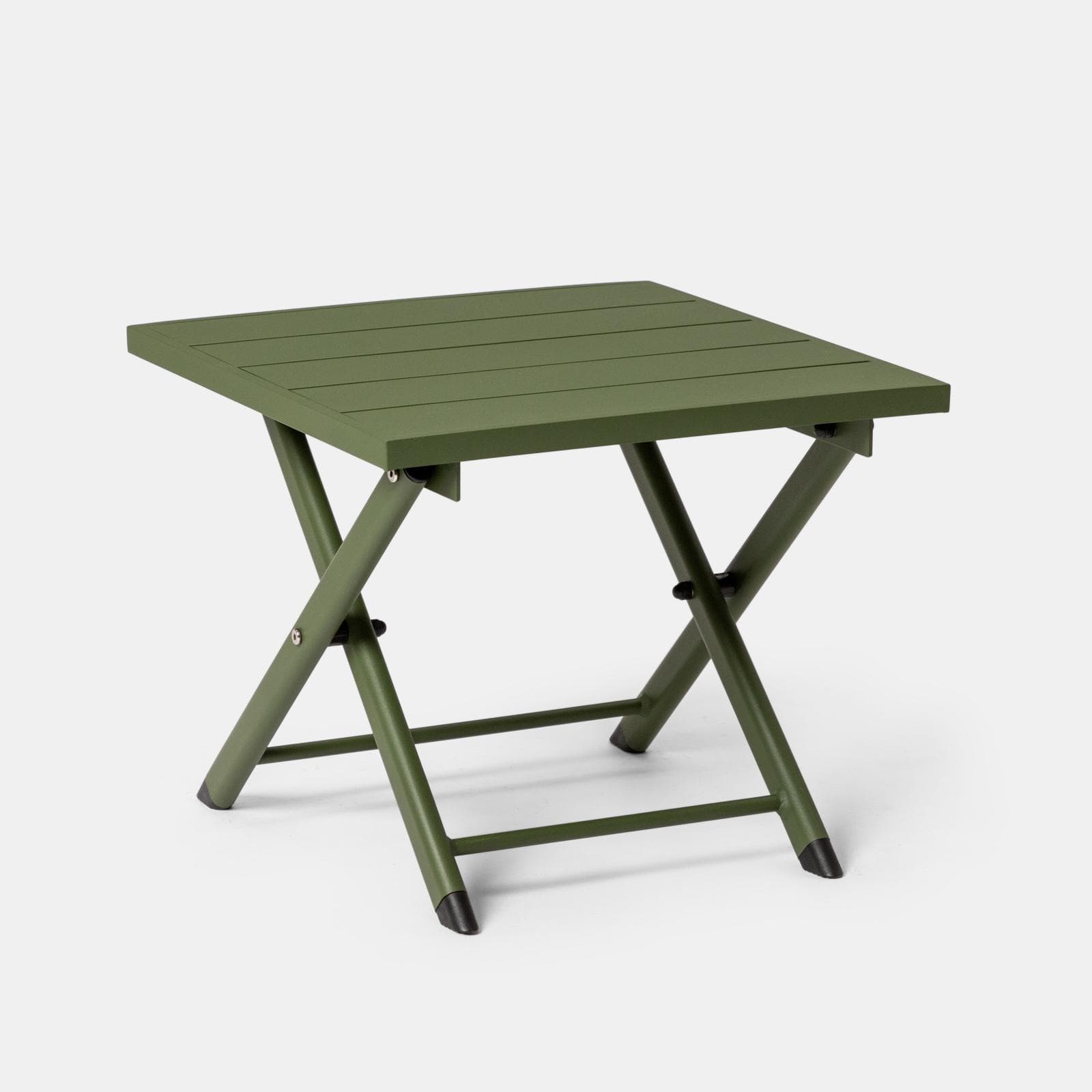 Set relax due poltrone in textilene e tavolino da caffè 44x43 cm in alluminio verde foresta - Jonit