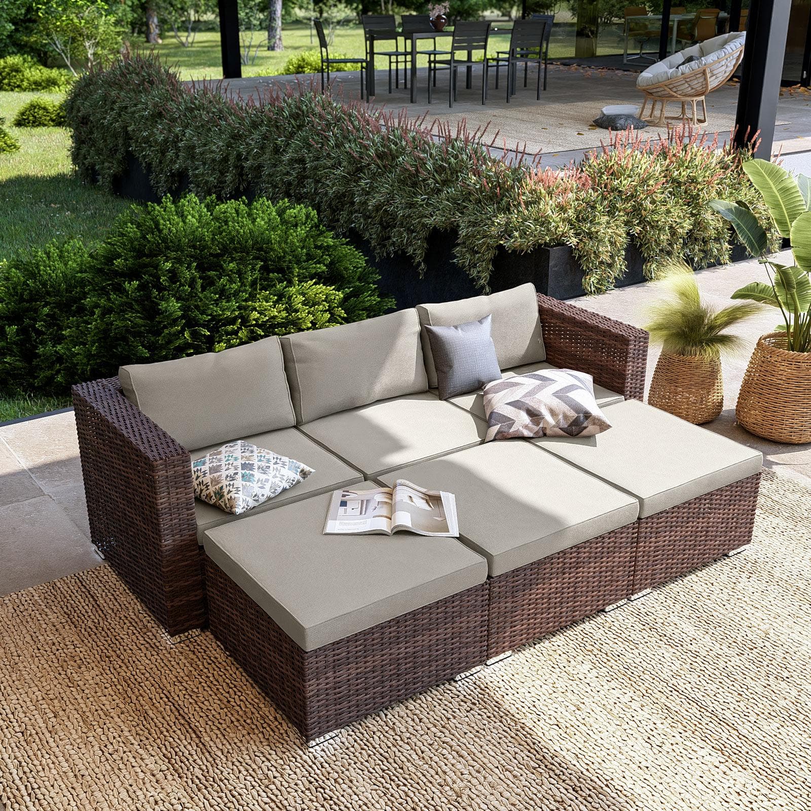 MINOSSE SET RELAX POLYRATTAN MARRONE C/ CUSCINO TORTORA