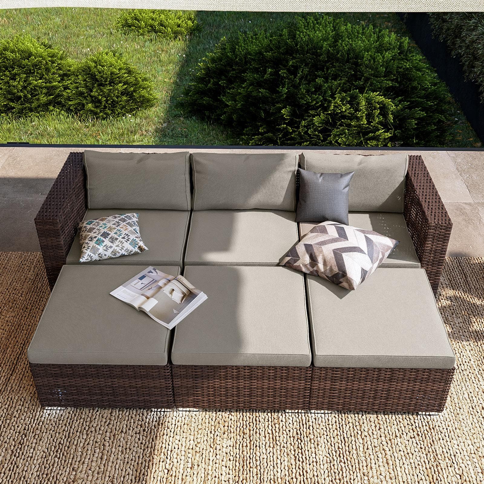 MINOSSE SET RELAX POLYRATTAN MARRONE C/ CUSCINO TORTORA