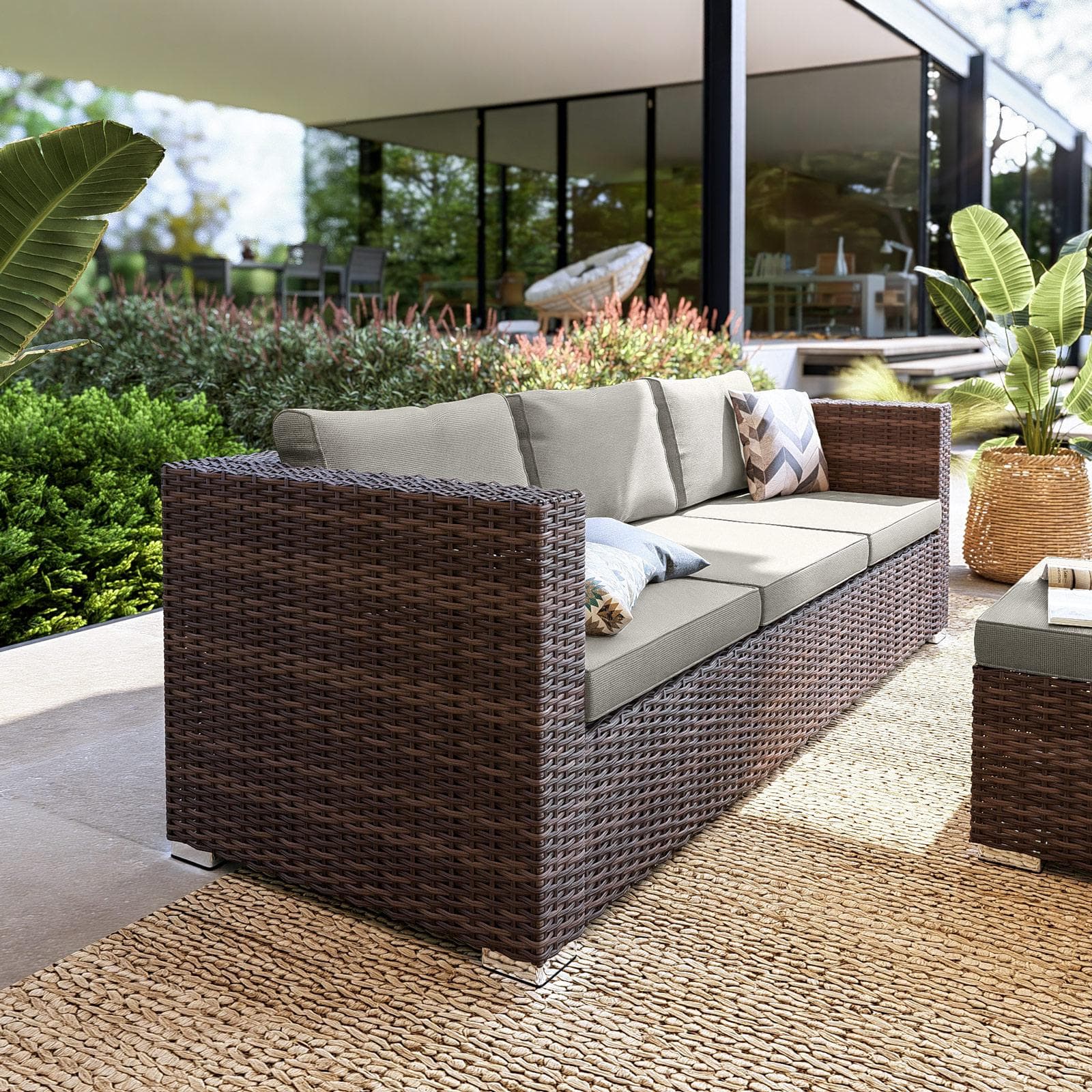 MINOSSE SET RELAX POLYRATTAN MARRONE C/ CUSCINO TORTORA