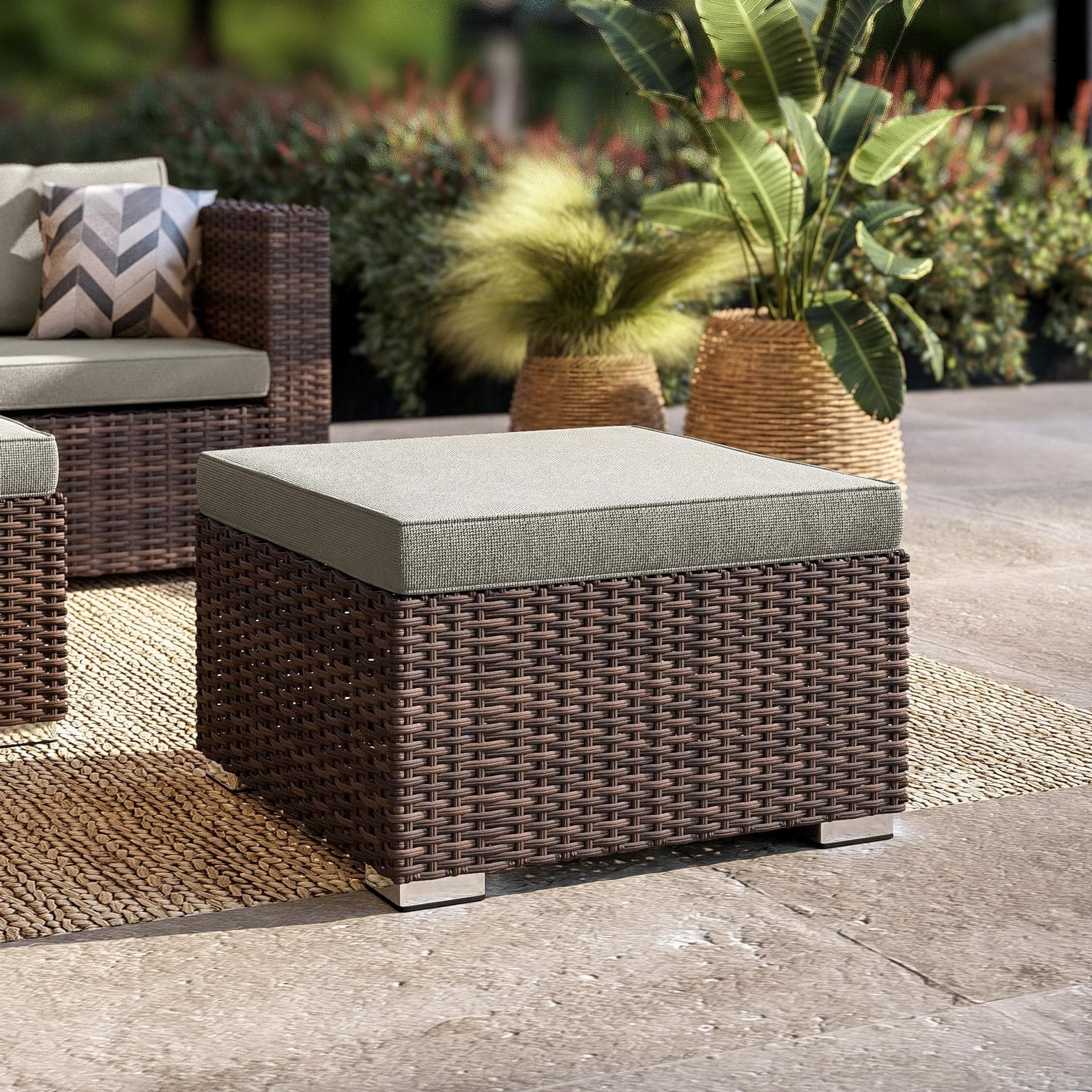 MINOSSE SET RELAX POLYRATTAN MARRONE C/ CUSCINO TORTORA
