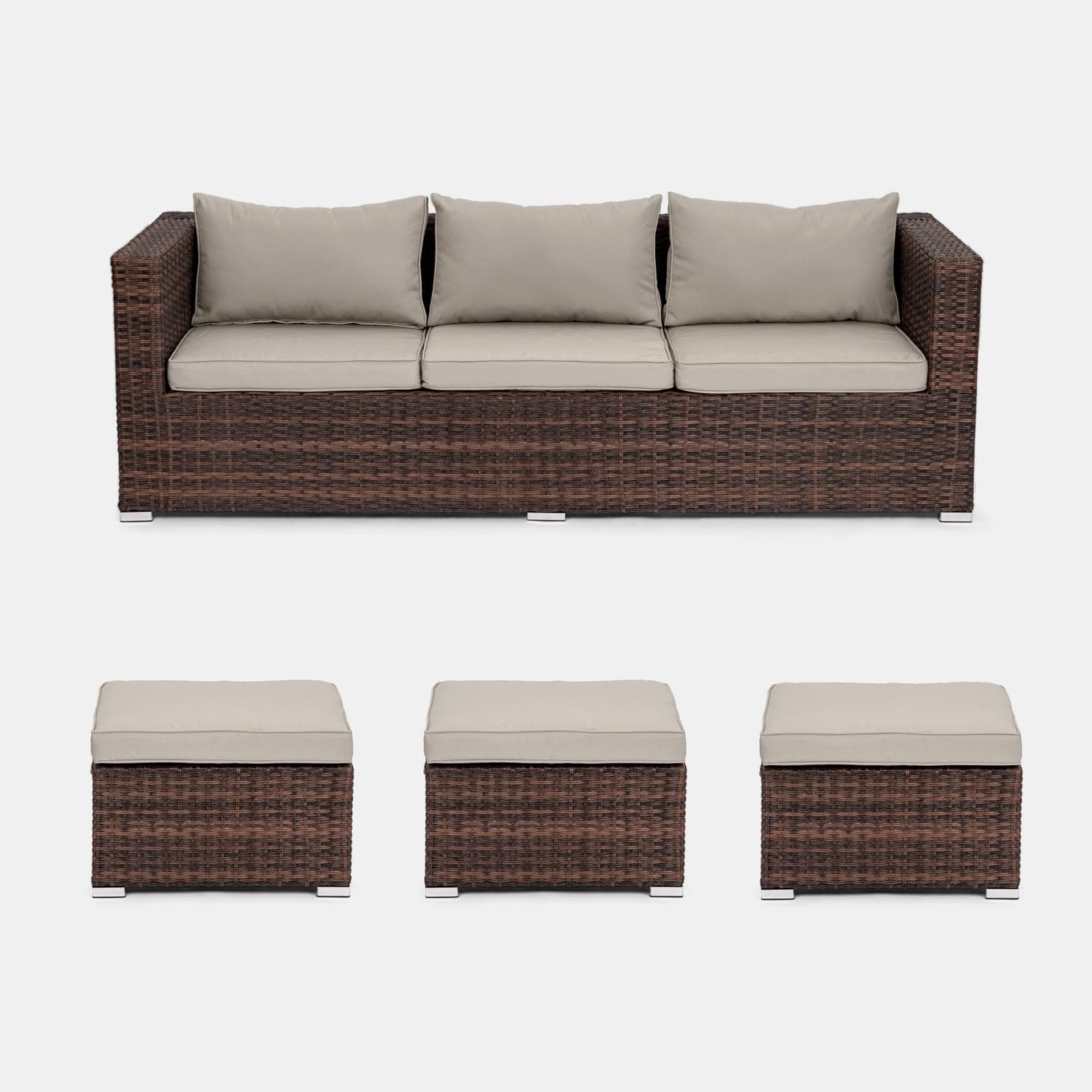 MINOSSE SET RELAX POLYRATTAN MARRONE C/ CUSCINO TORTORA