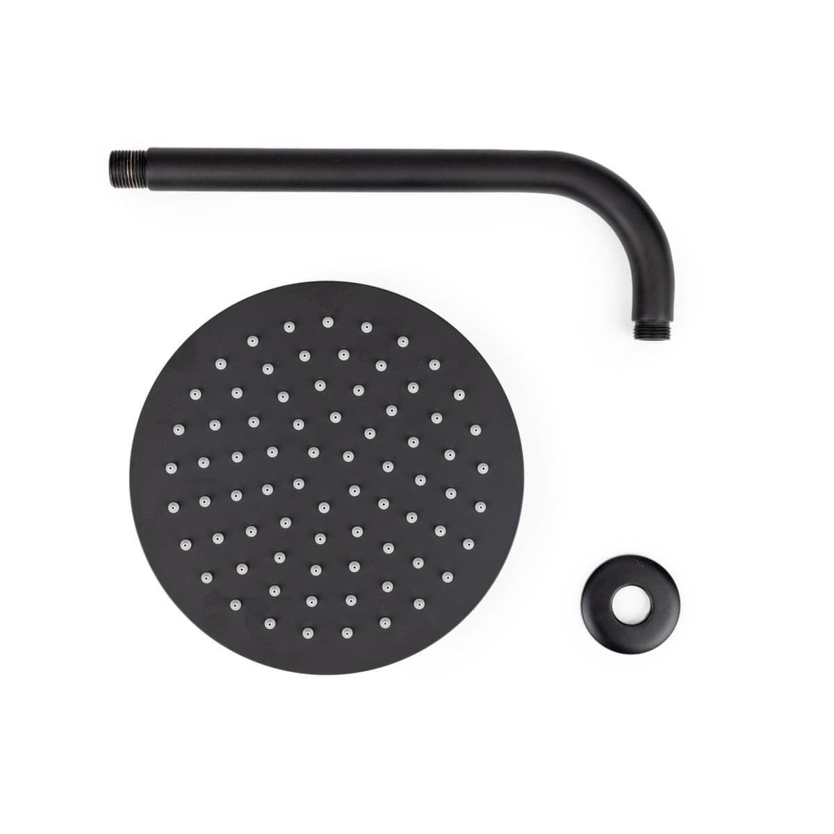 Set soffione ultraslim 20 cm con braccio doccia 28 cm nero opaco